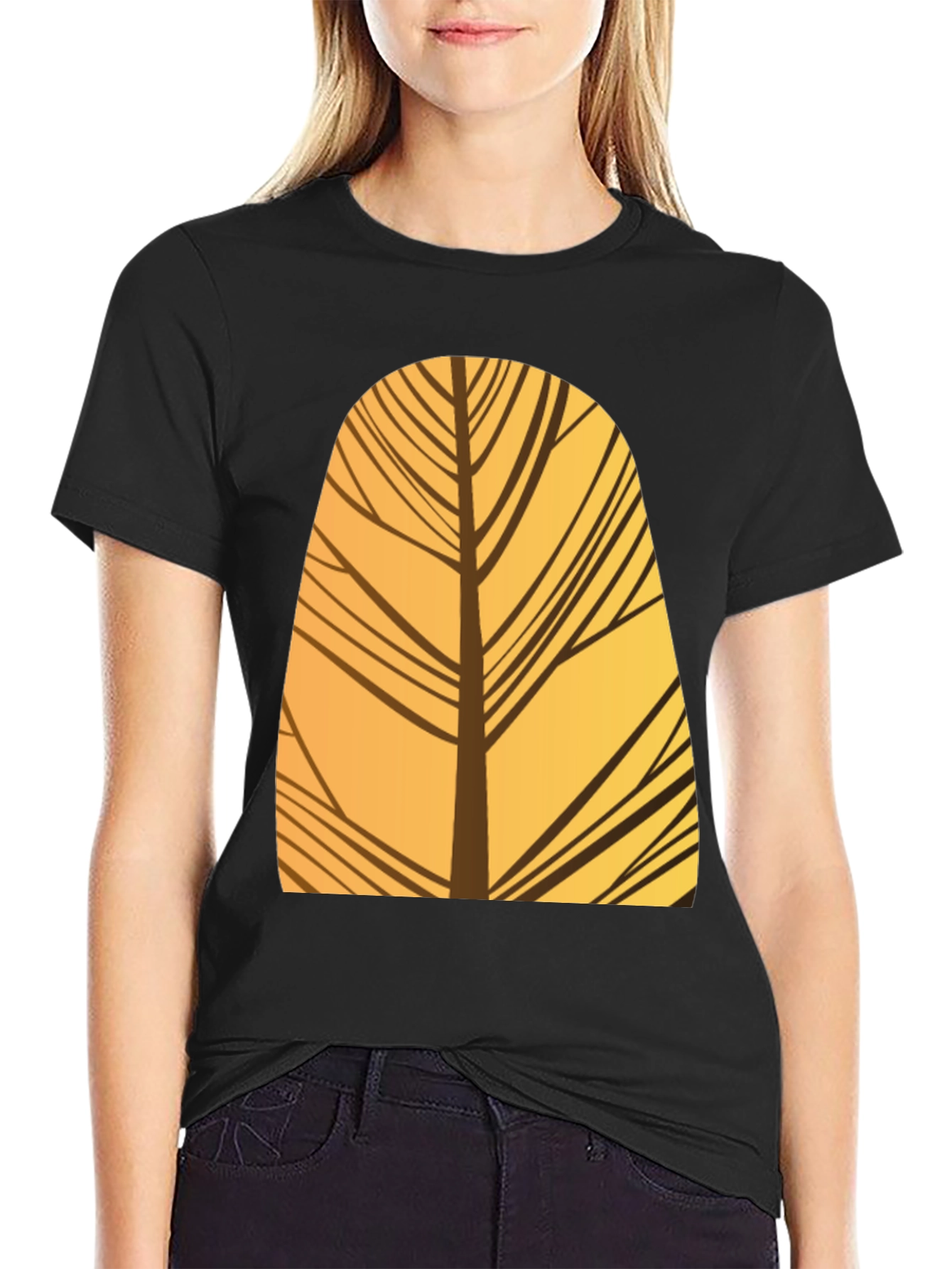 Abstract Tree Graphic Black T-Shirt