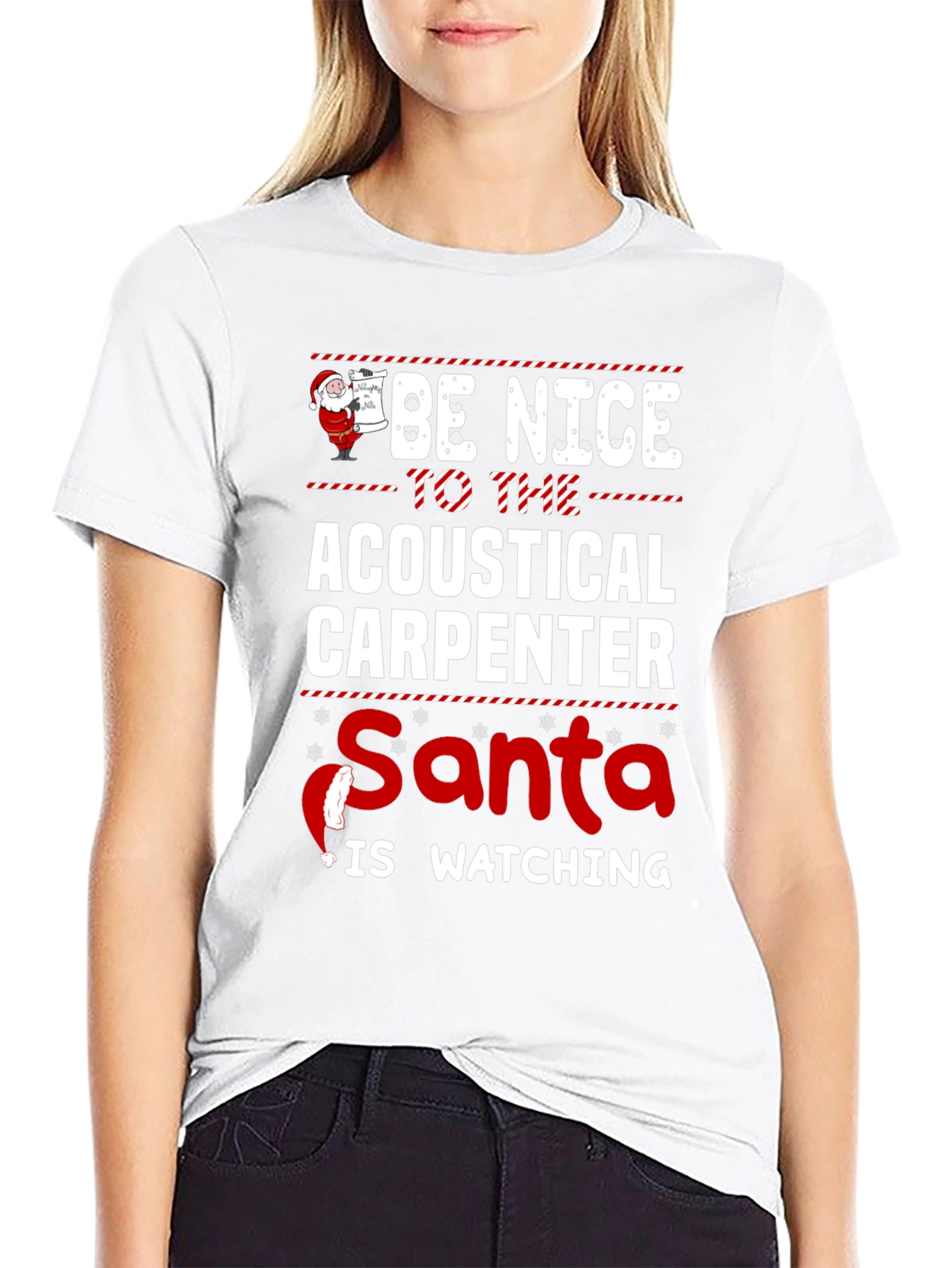 Acoustical Carpenter Santa is Watching T-Shirt