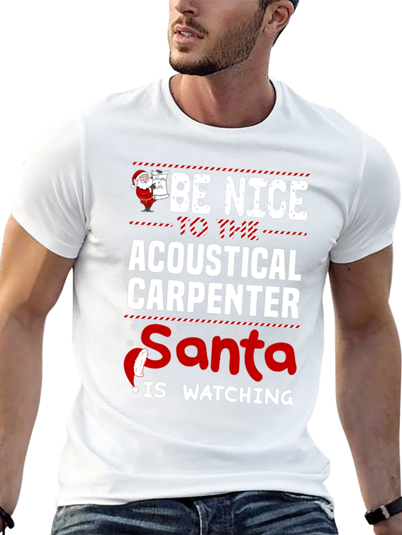 Acoustical Carpenter Santa is Watching T-Shirt