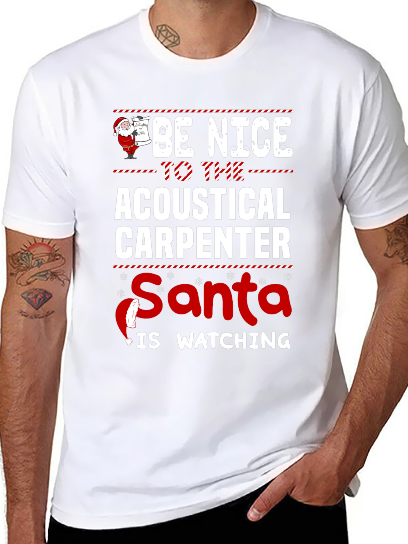 Acoustical Carpenter Santa is Watching T-Shirt