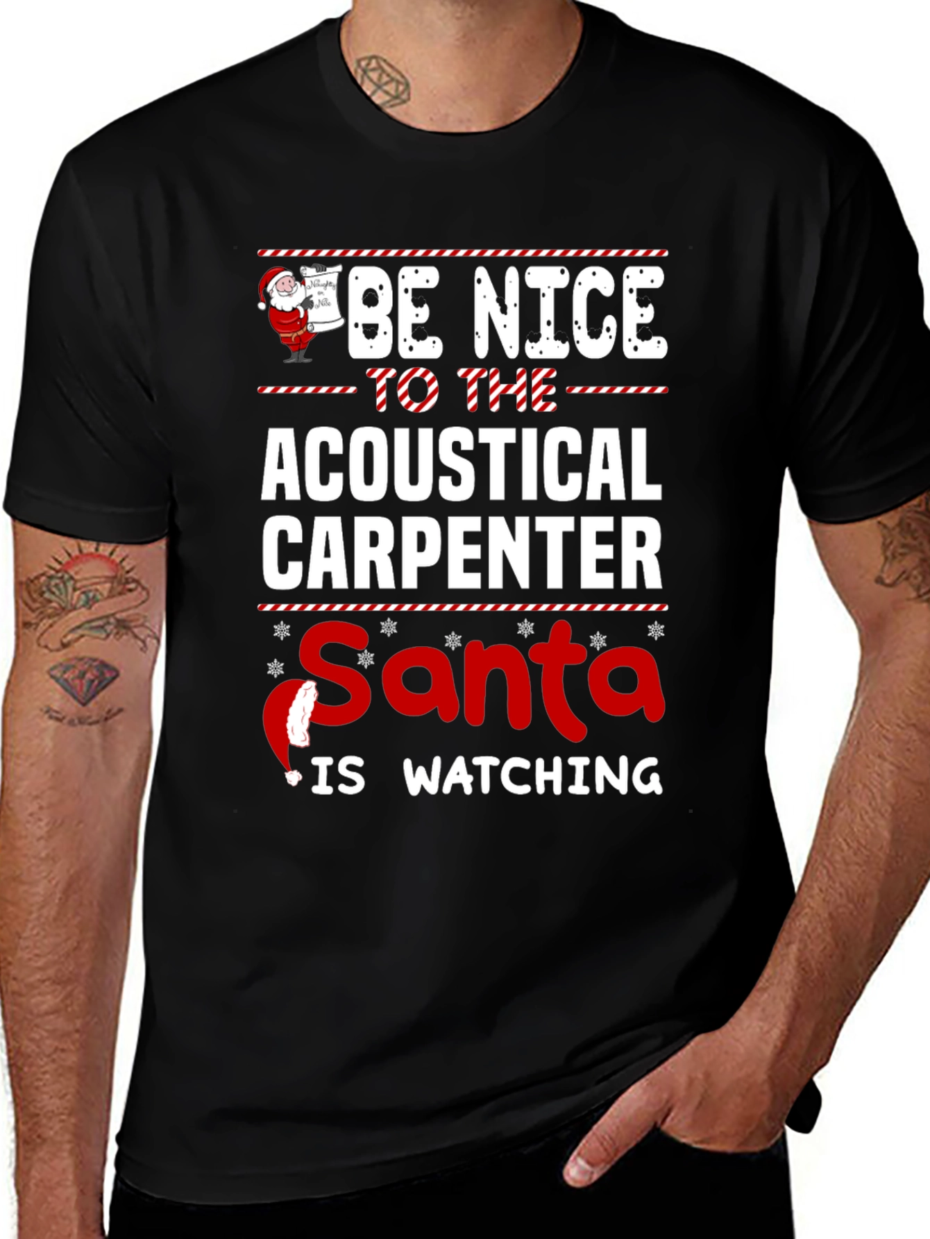 Acoustical Carpenter Santa is Watching T-Shirt