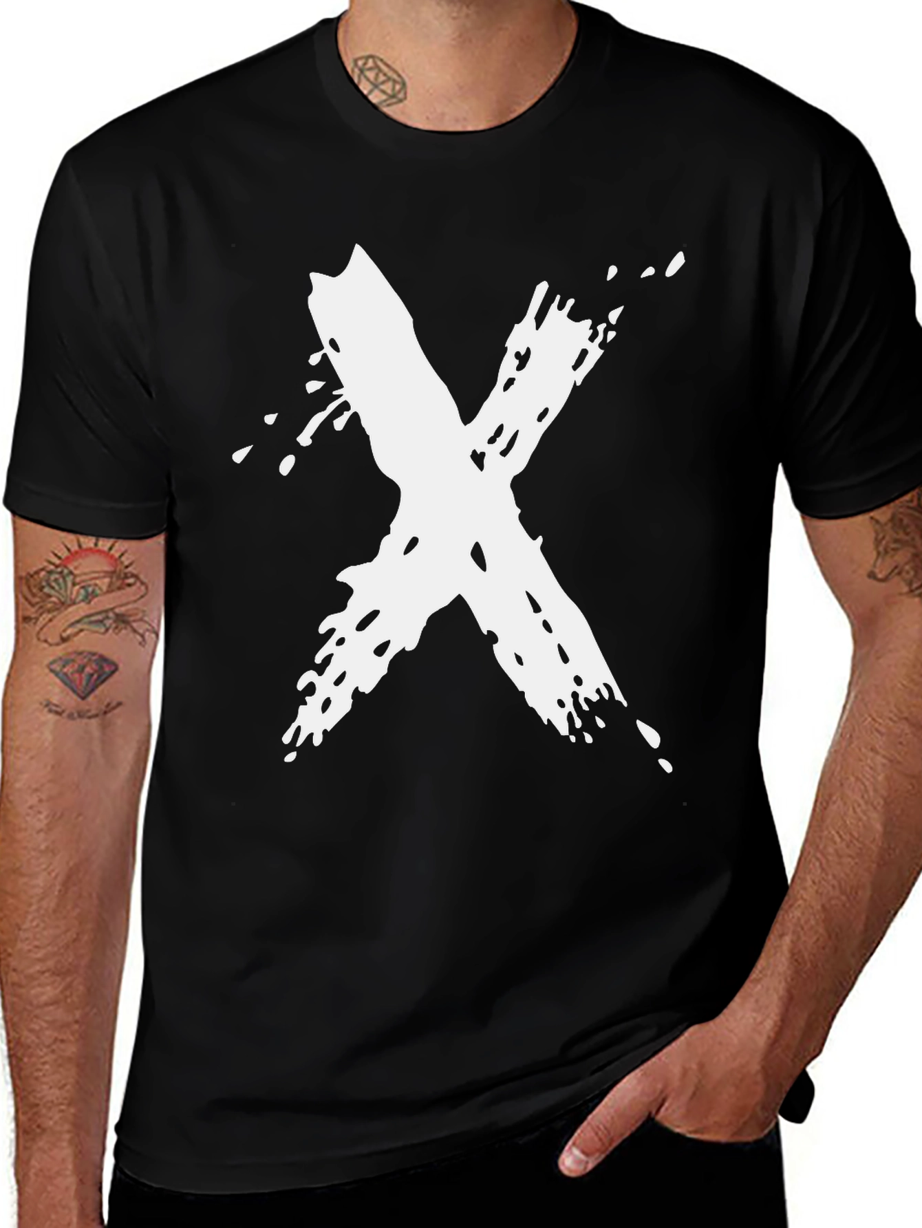 Abstract X Graphic T-Shirt - Black Cotton Tee