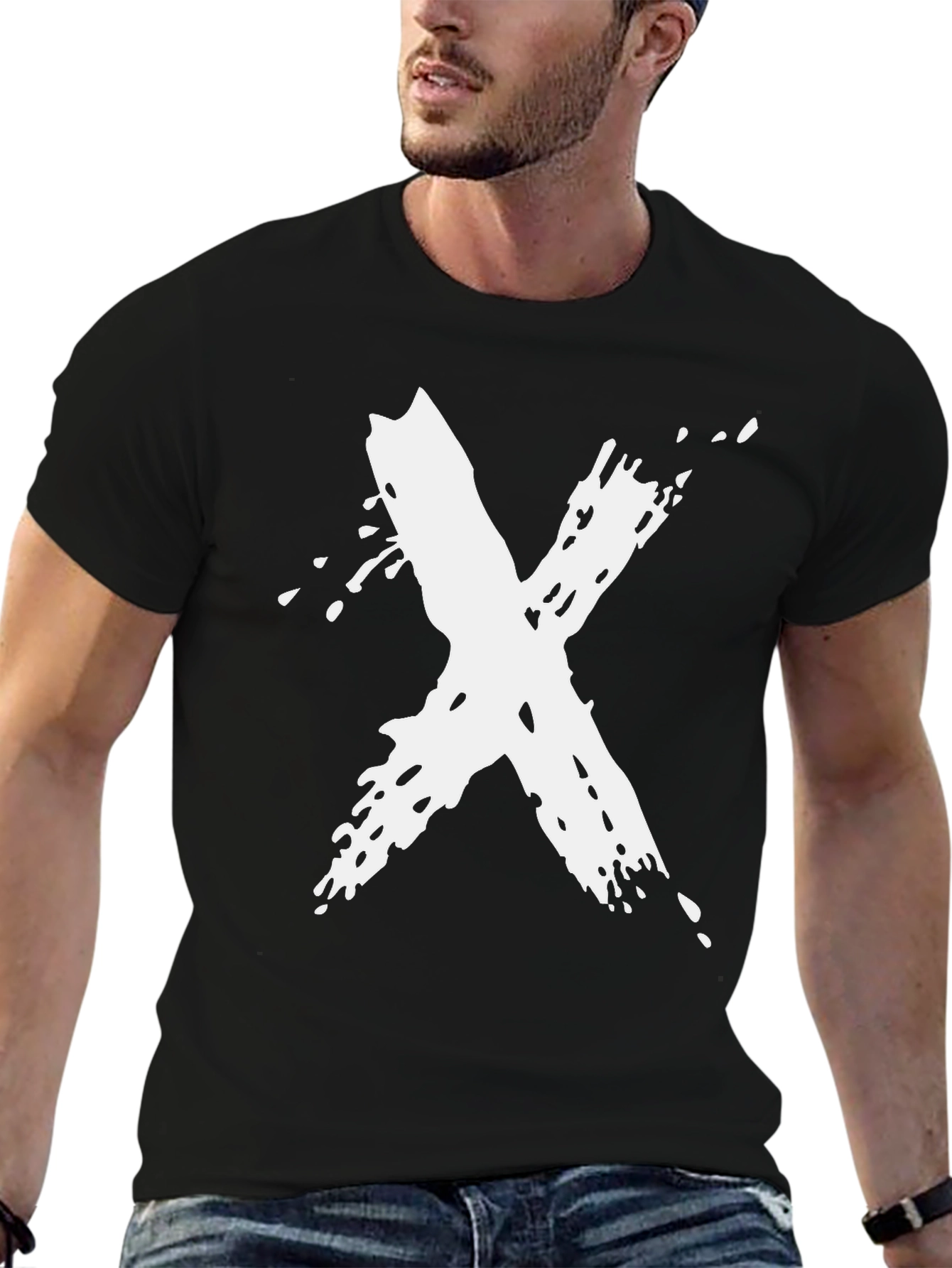 Abstract X Graphic T-Shirt - Black Cotton Tee