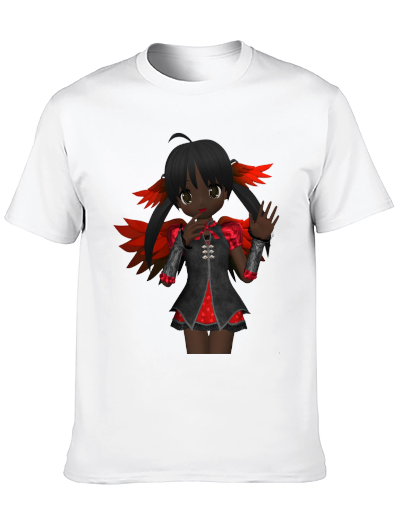 Anime Girl Graphic Tee - Dark Fantasy Style