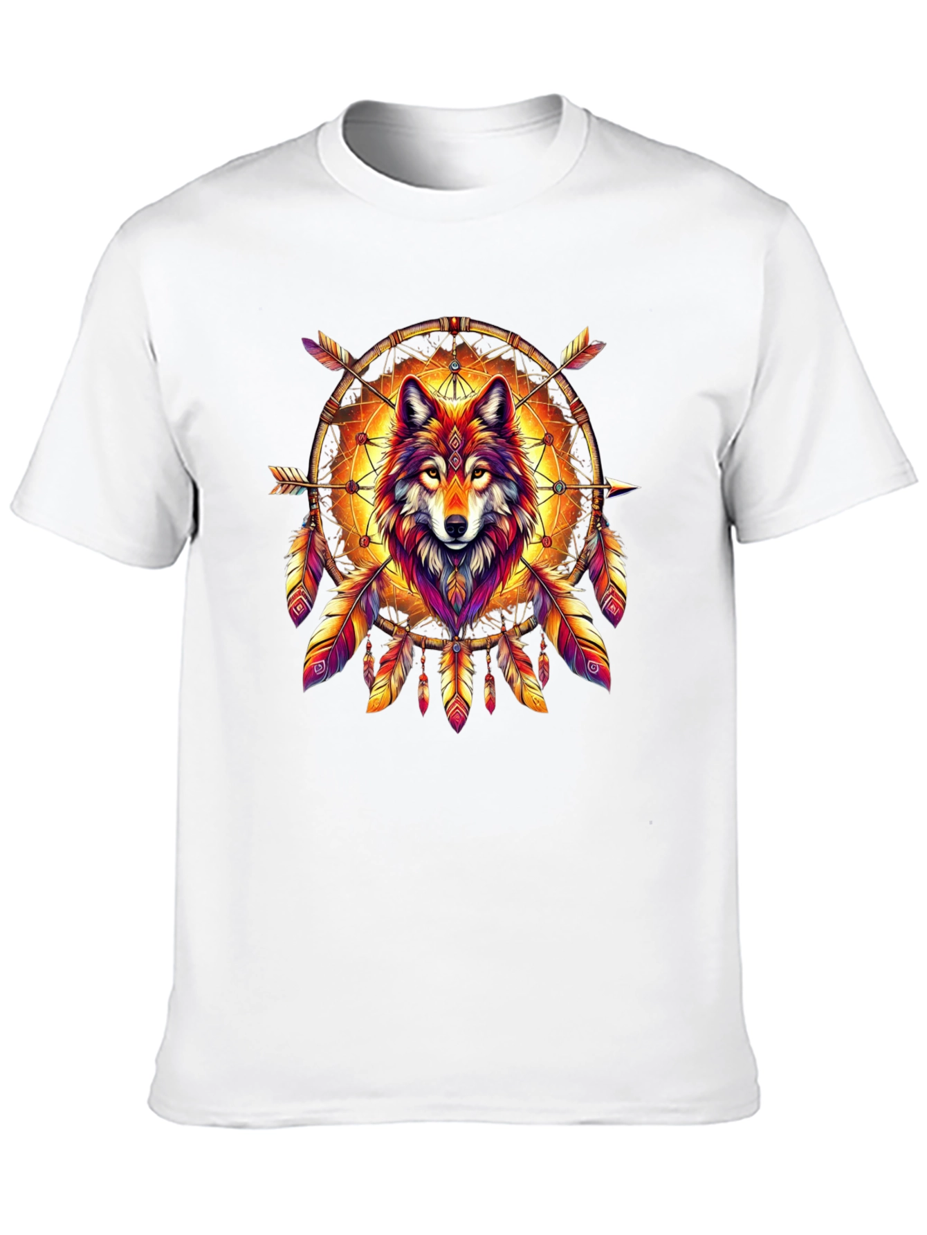 Wolf Dreamcatcher Graphic Tee - Stylish Mens T-Shirt