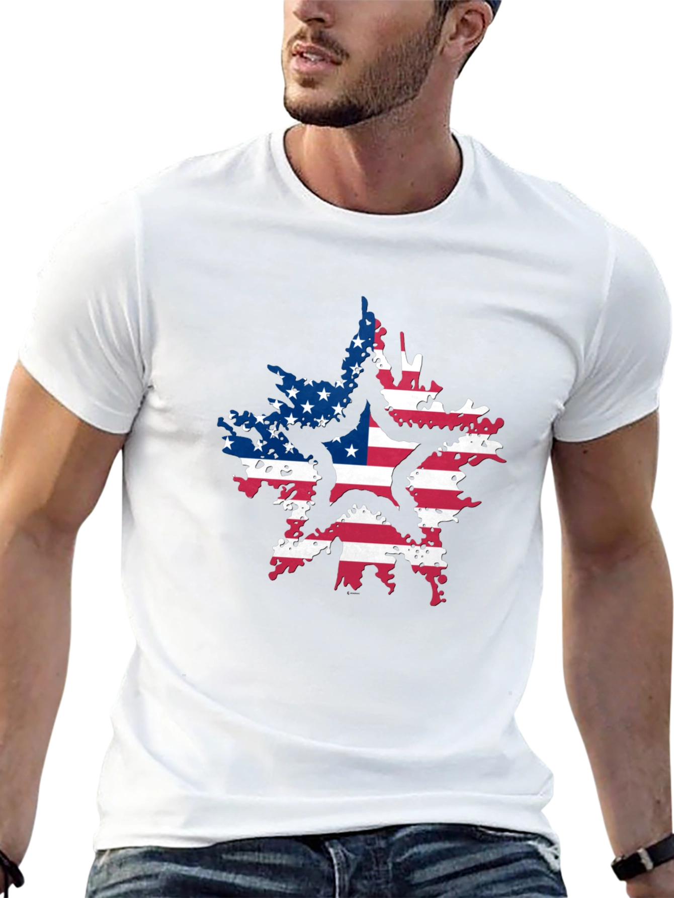 American Flag Star Black T-Shirt