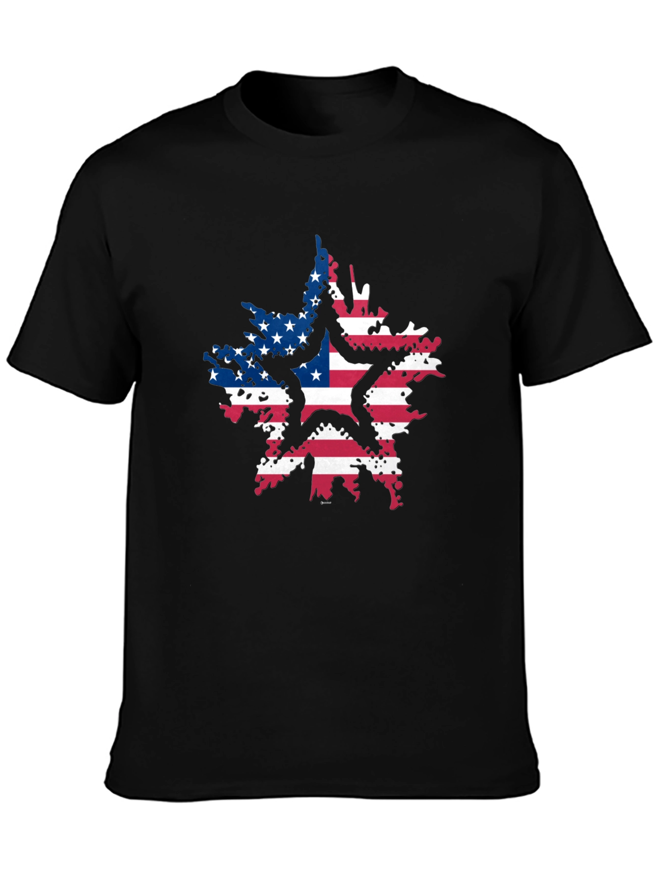 American Flag Star Black T-Shirt