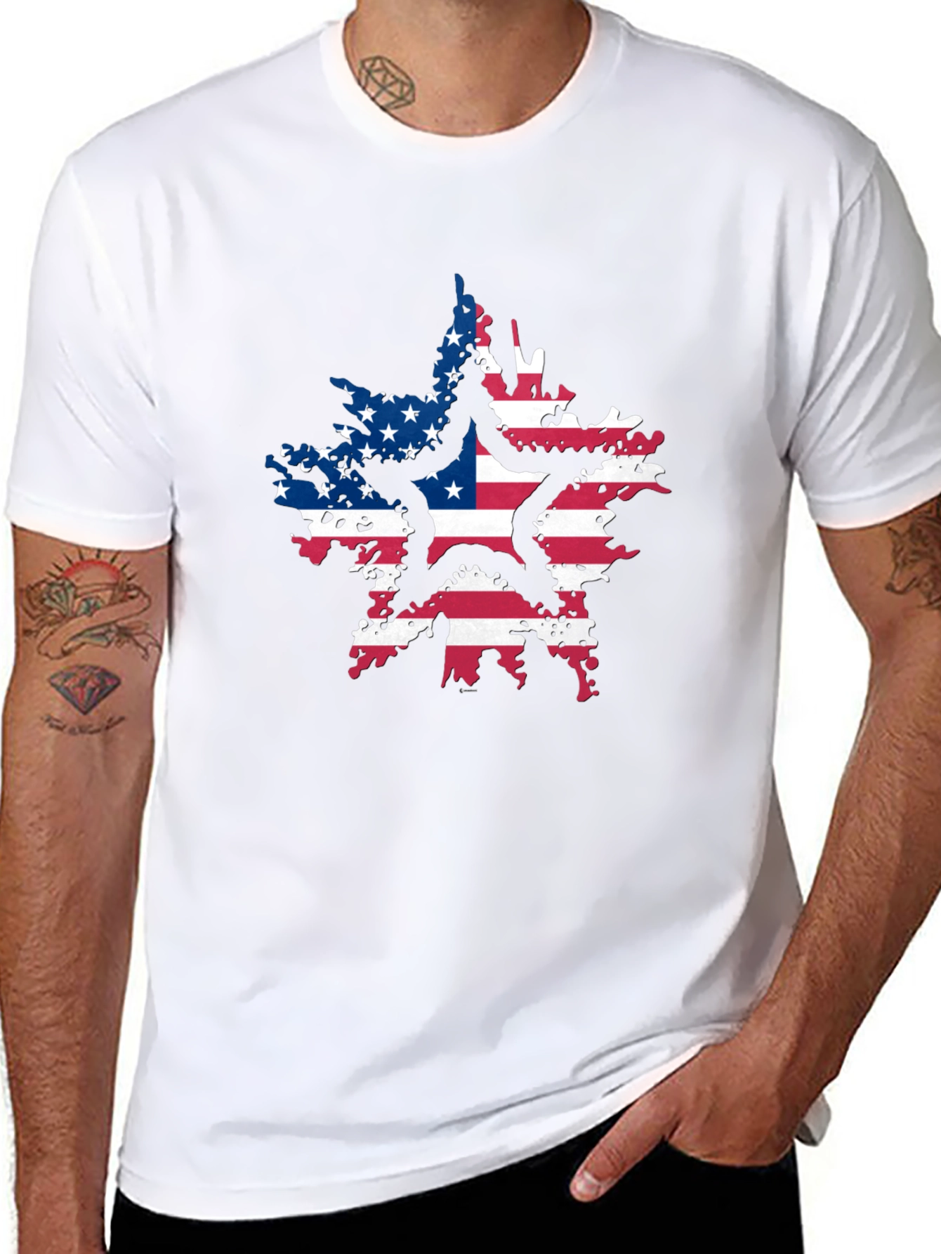 American Flag Star Black T-Shirt
