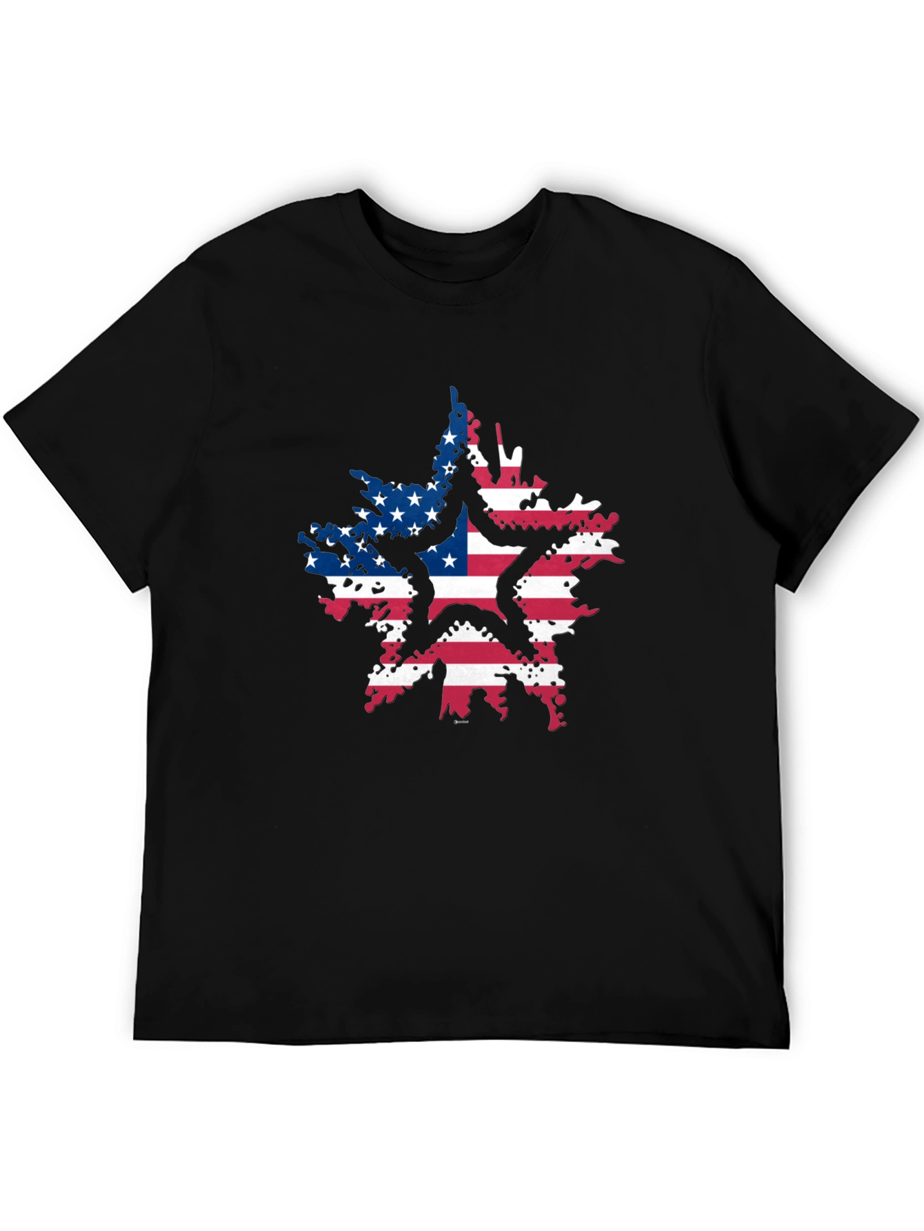 American Flag Star Black T-Shirt
