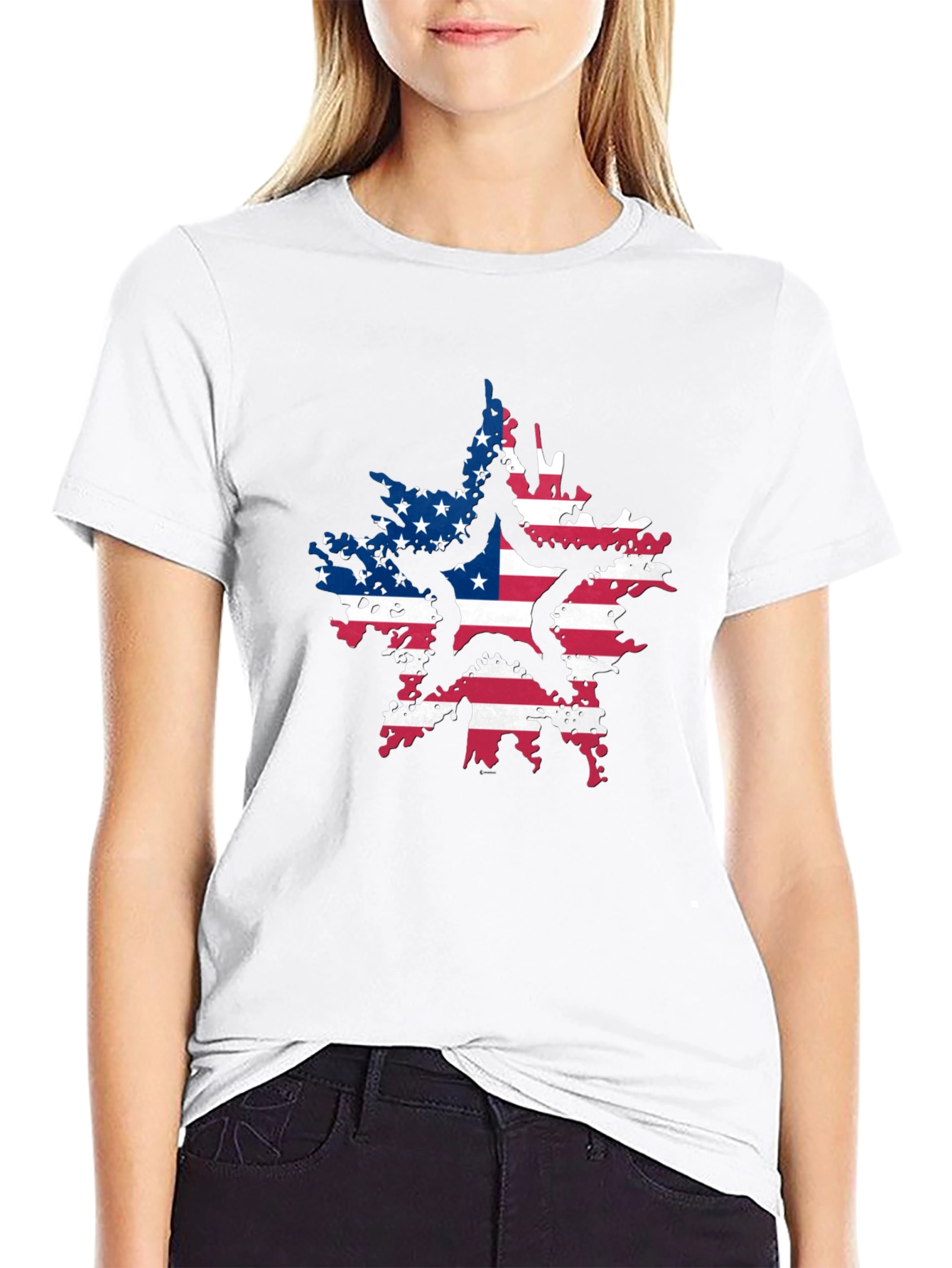 American Flag Star Black T-Shirt