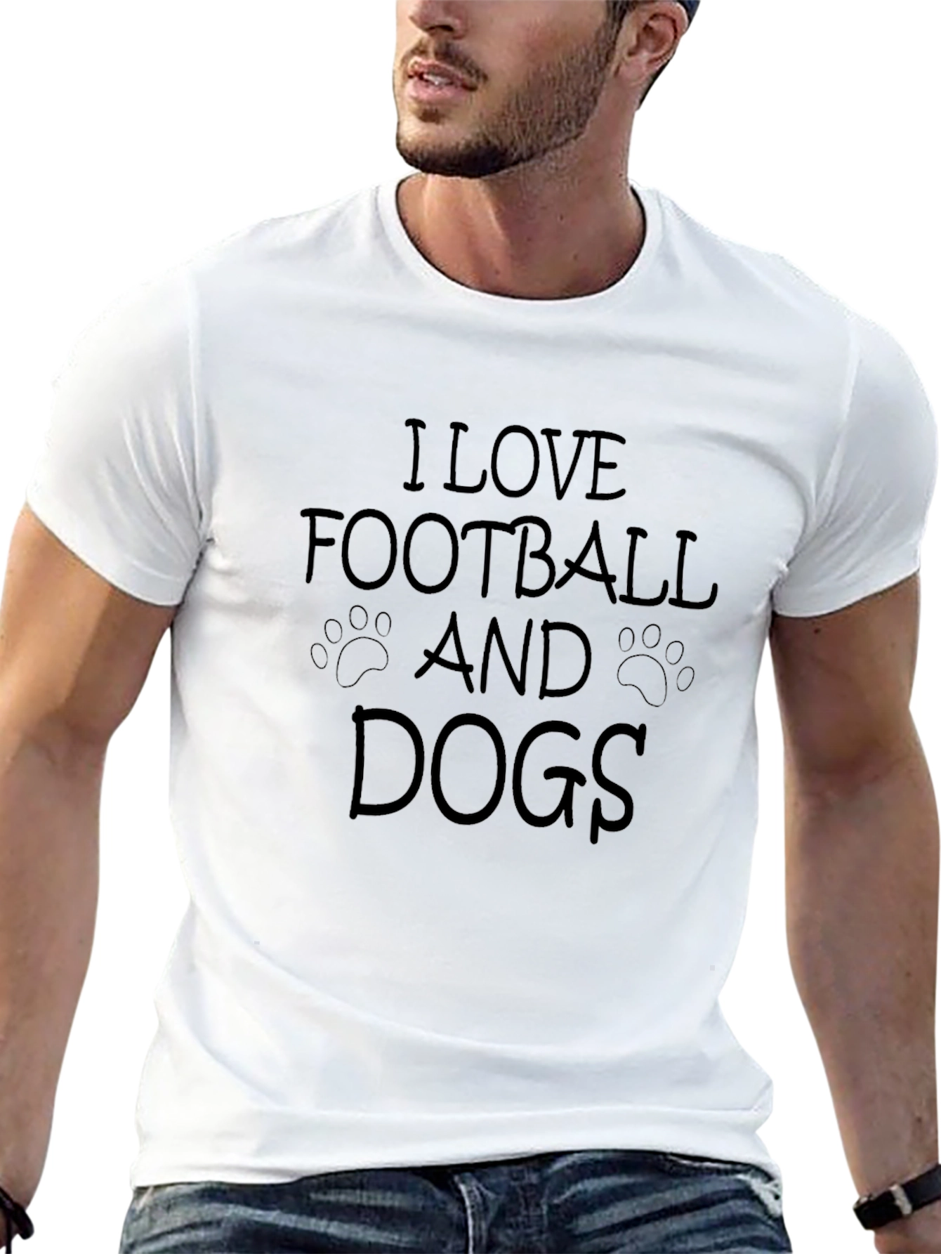 I Love Football and Dogs Graphic Tee