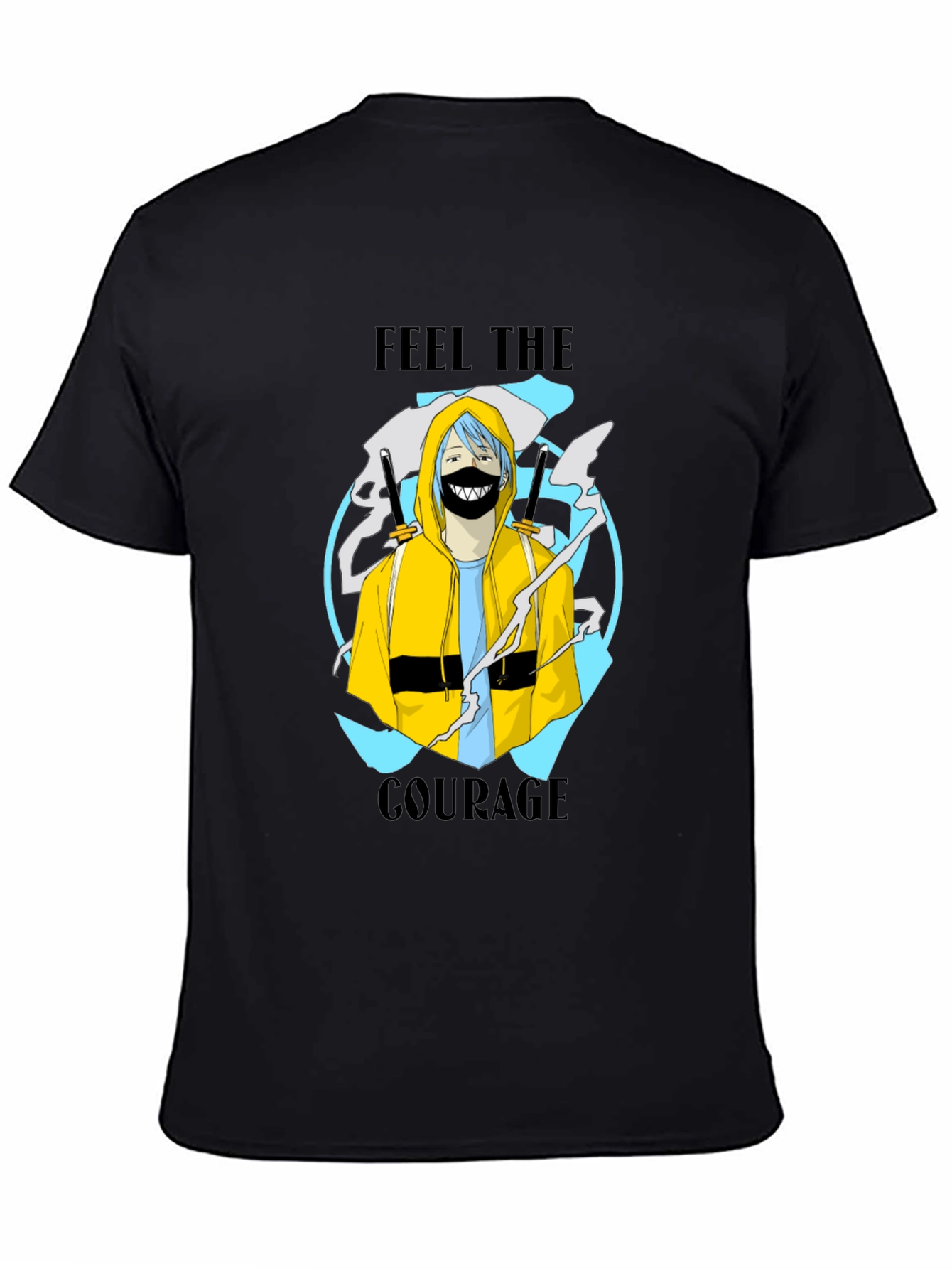 Feel The Courage Graphic Print Black T-Shirt