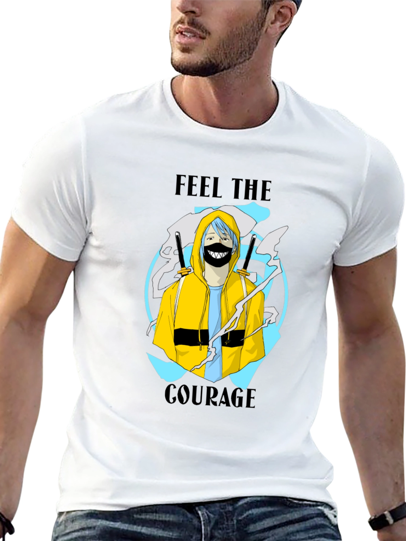 Feel The Courage Graphic Print Black T-Shirt