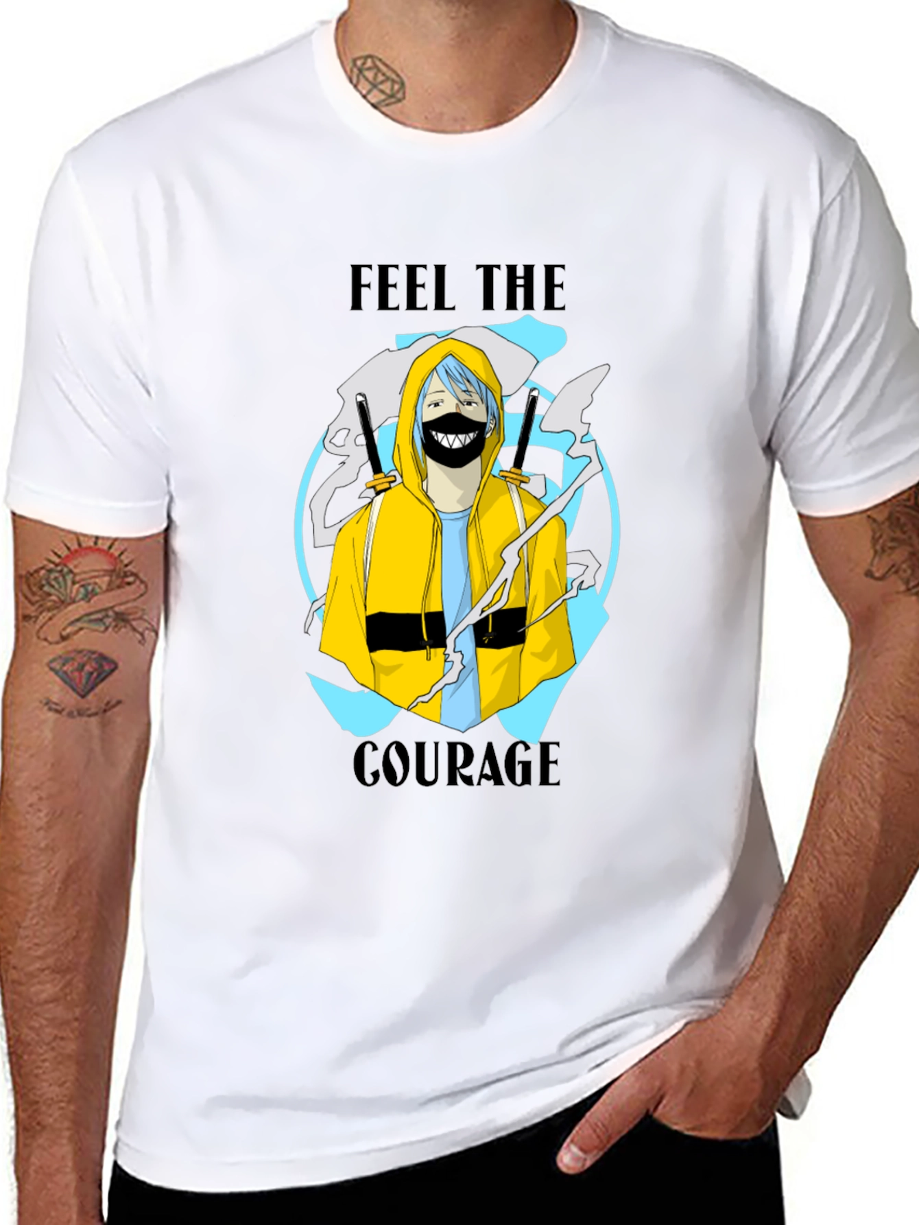 Feel The Courage Graphic Print Black T-Shirt