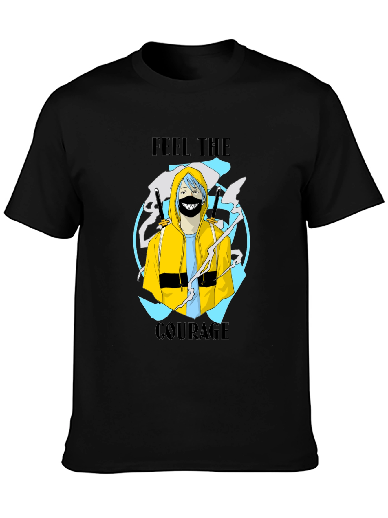 Feel The Courage Graphic Print Black T-Shirt