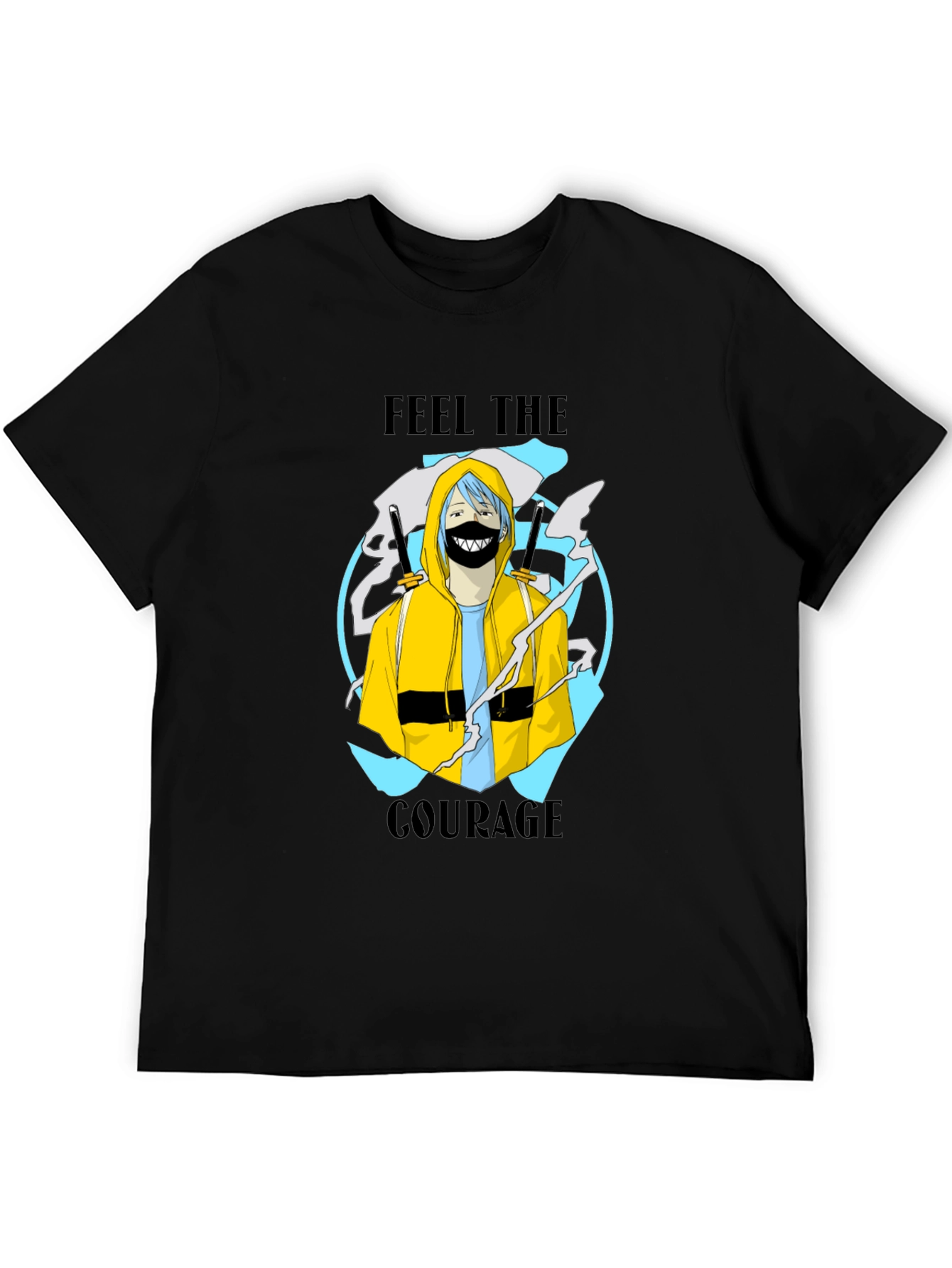 Feel The Courage Graphic Print Black T-Shirt