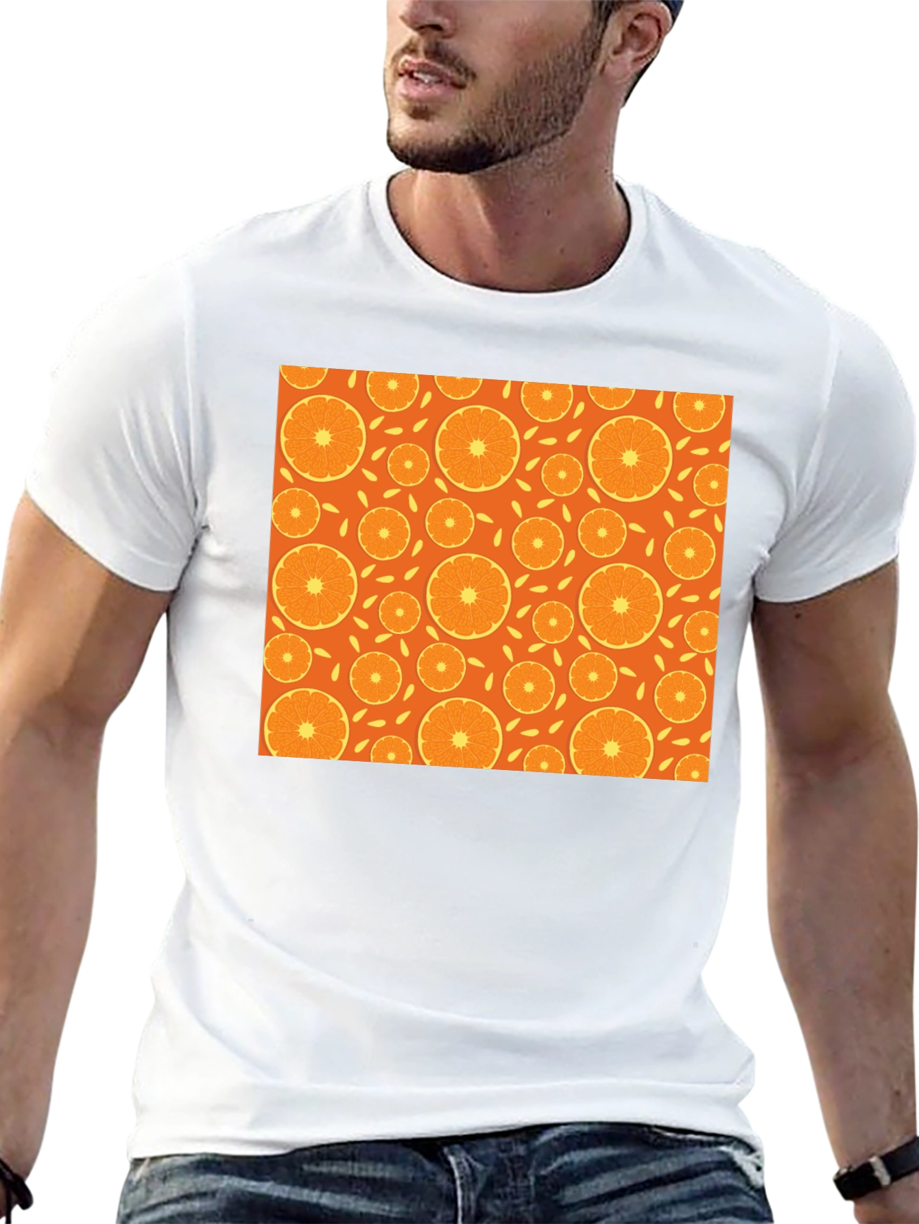 Orange Slice Pattern T-Shirt - Stylish Graphic Tee