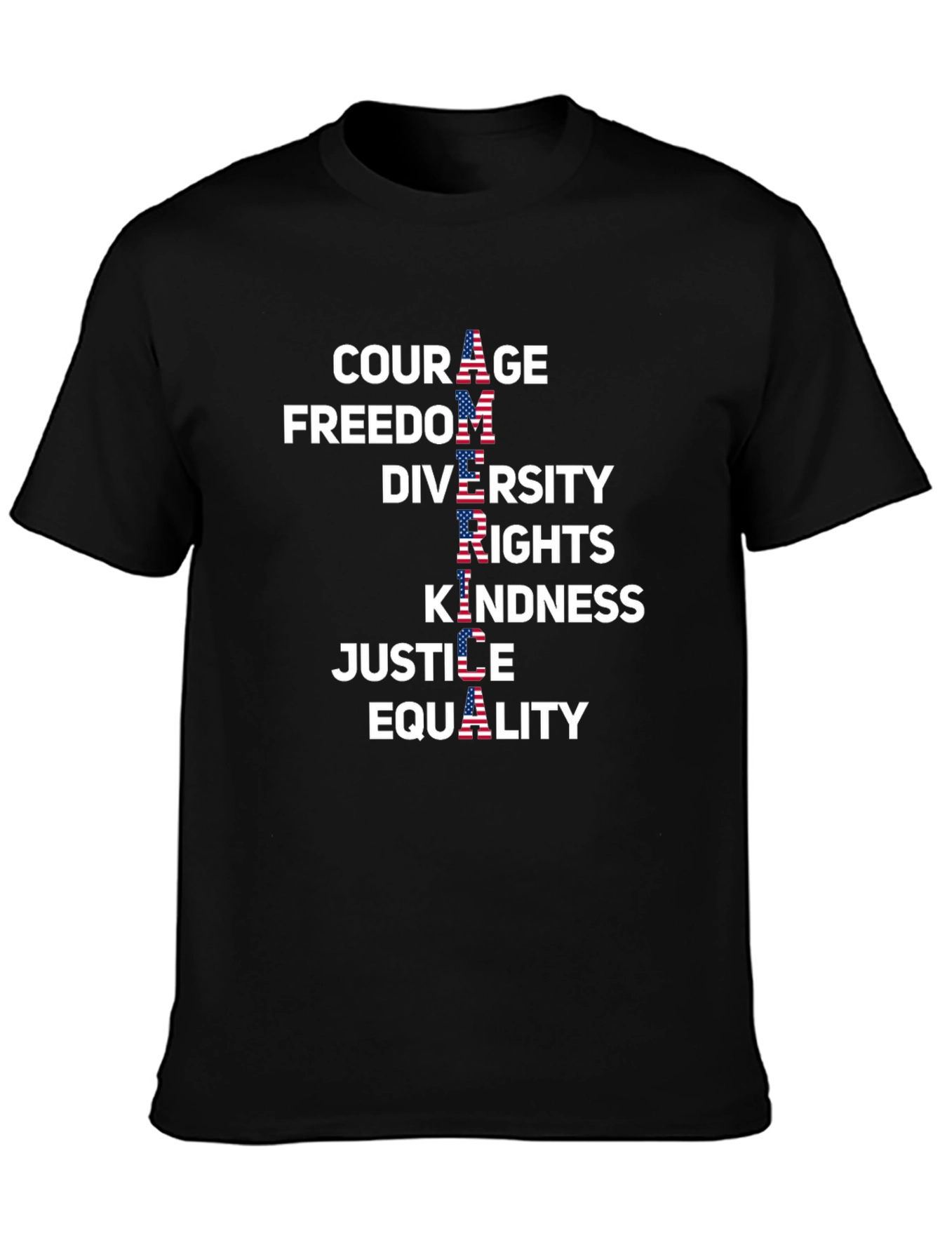 American Values Graphic Tee - Courage Freedom Diversity