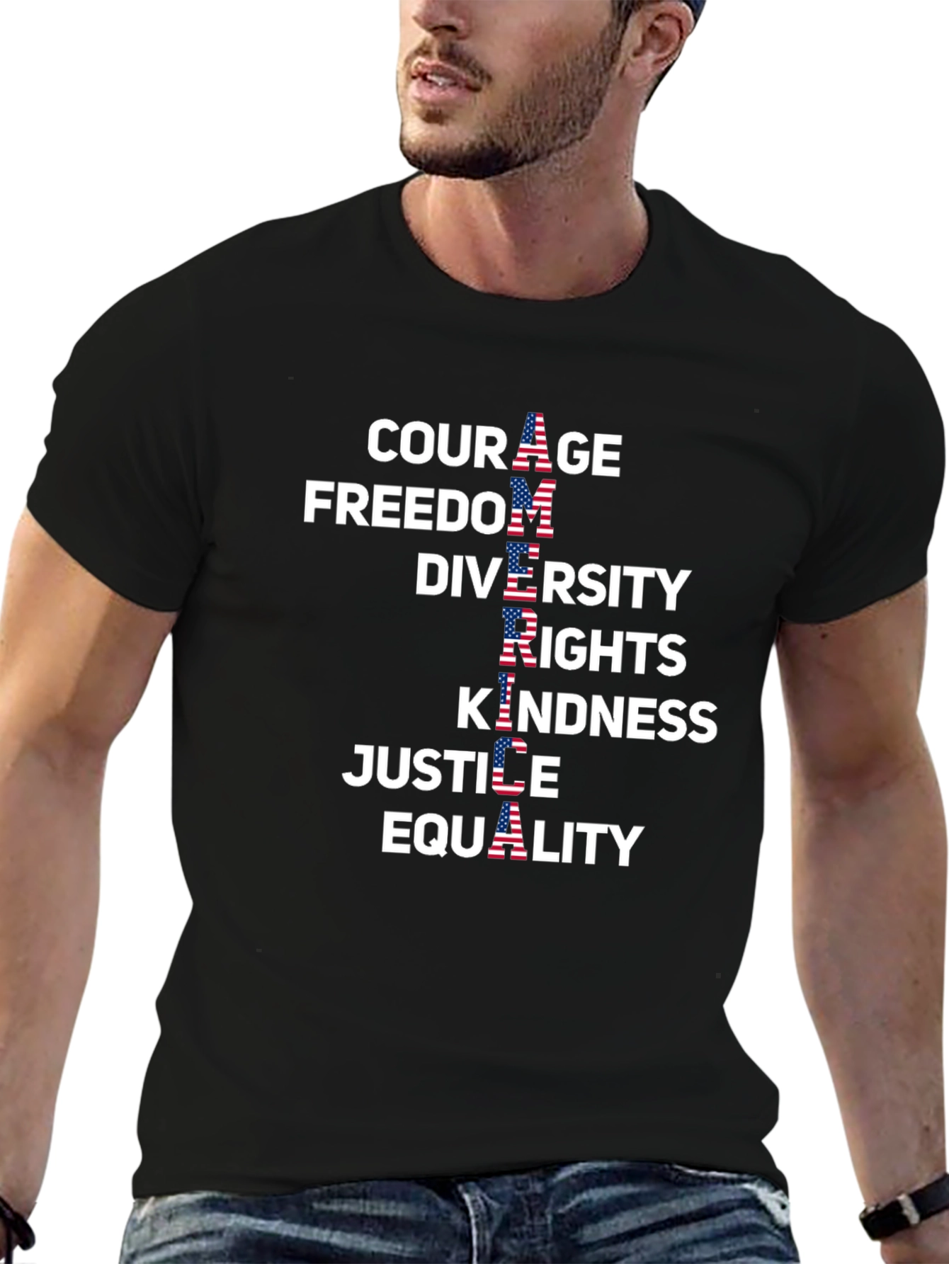 American Values Graphic Tee - Courage Freedom Diversity