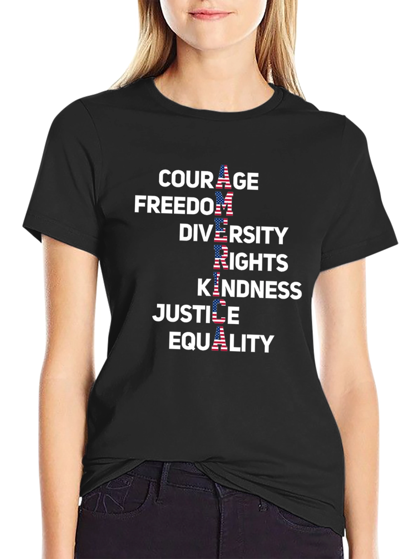 American Values Graphic Tee - Courage Freedom Diversity