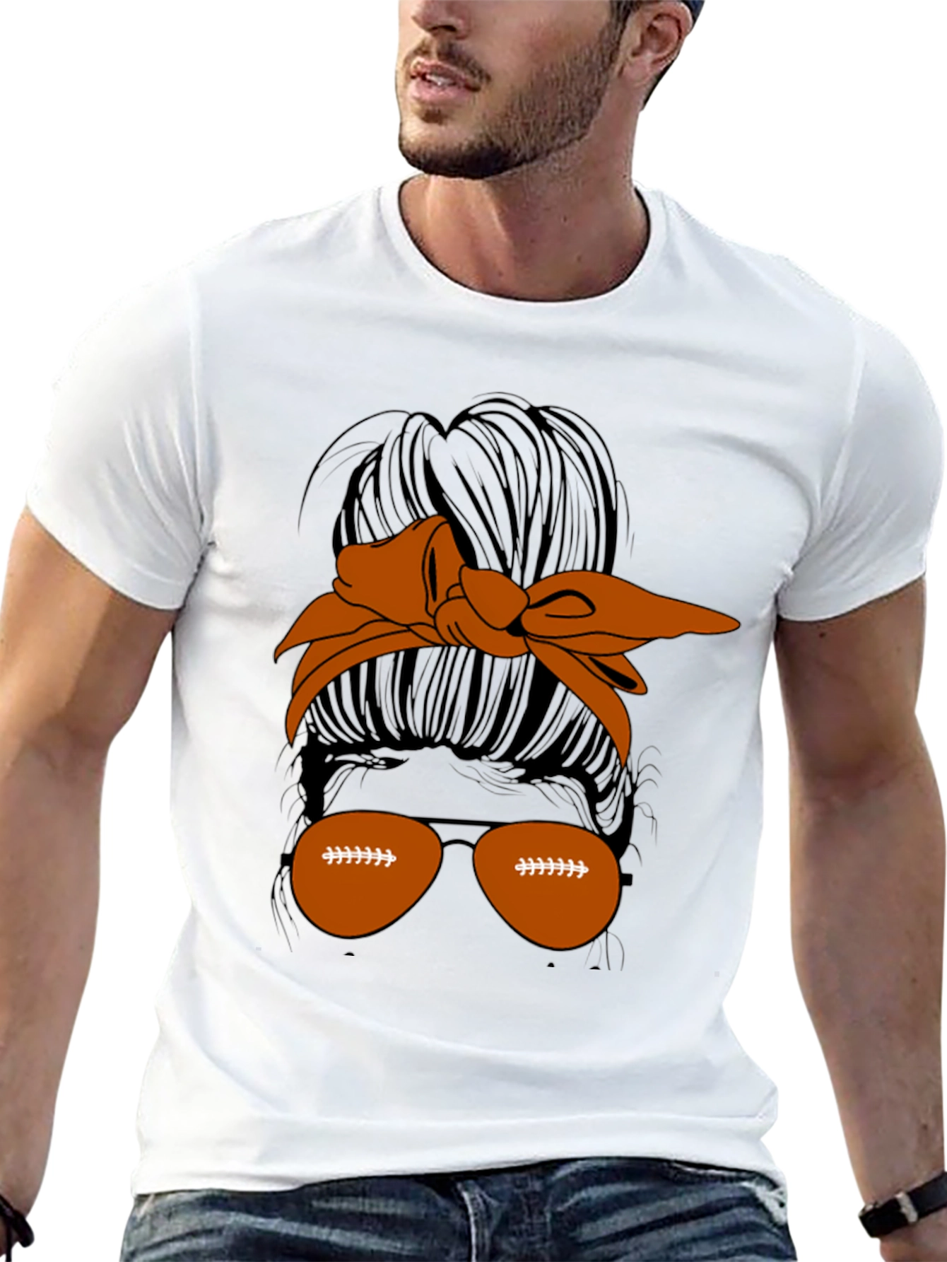 Football Messy Bun T-Shirt