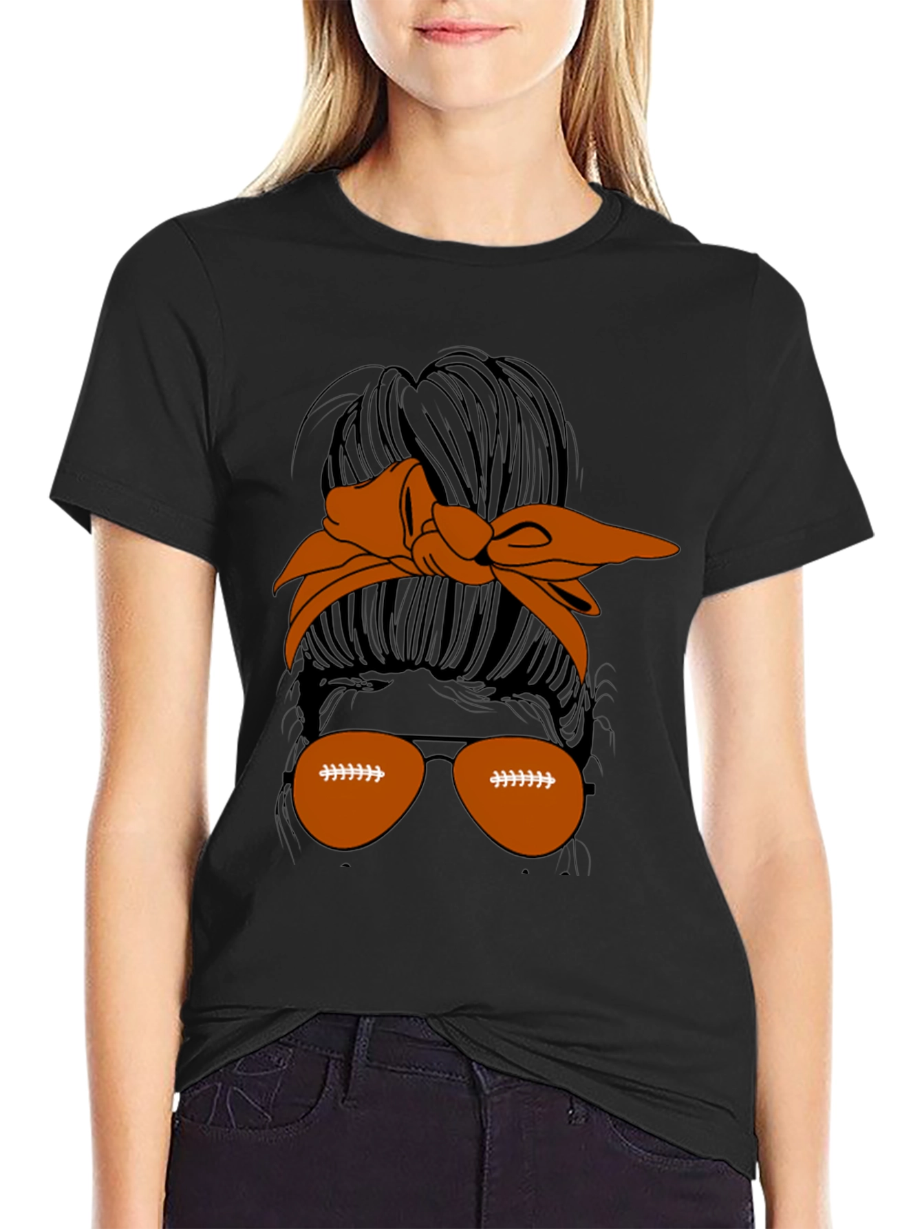 Football Messy Bun T-Shirt