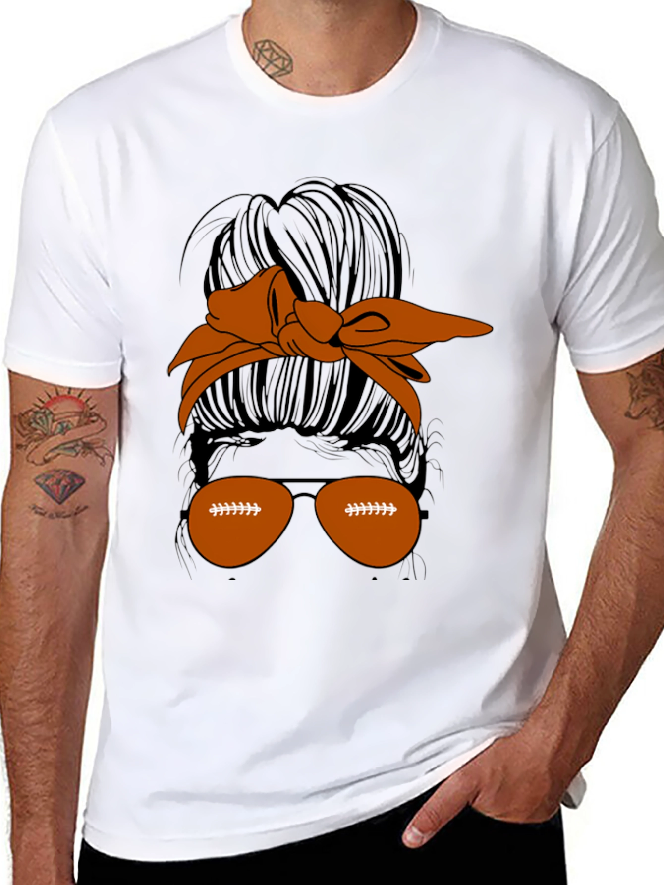 Football Messy Bun T-Shirt