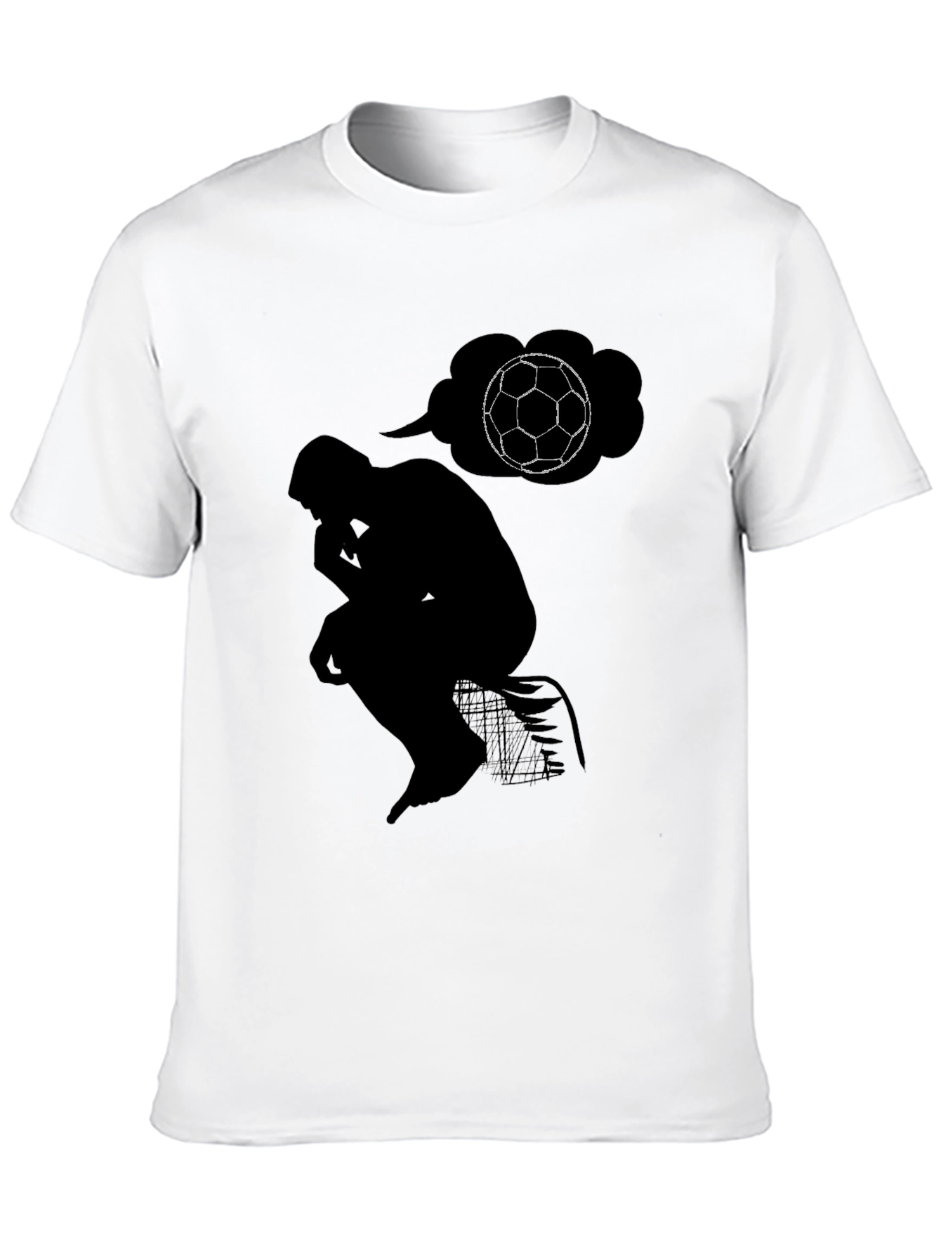 The Thinker Soccer T-Shirt - Black Cotton Tee