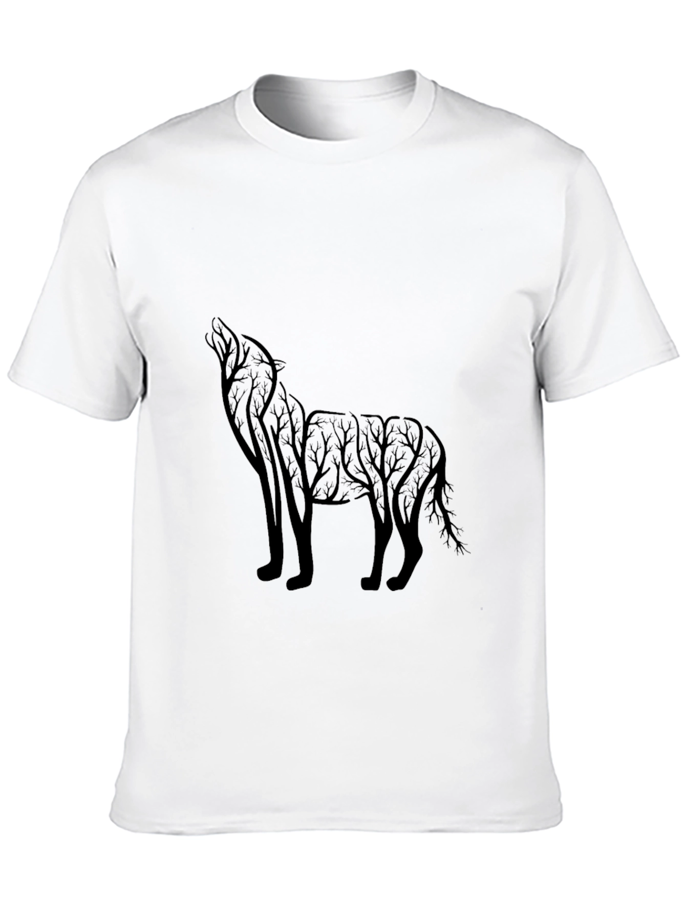 Mens Black Wolf Silhouette Graphic Tee