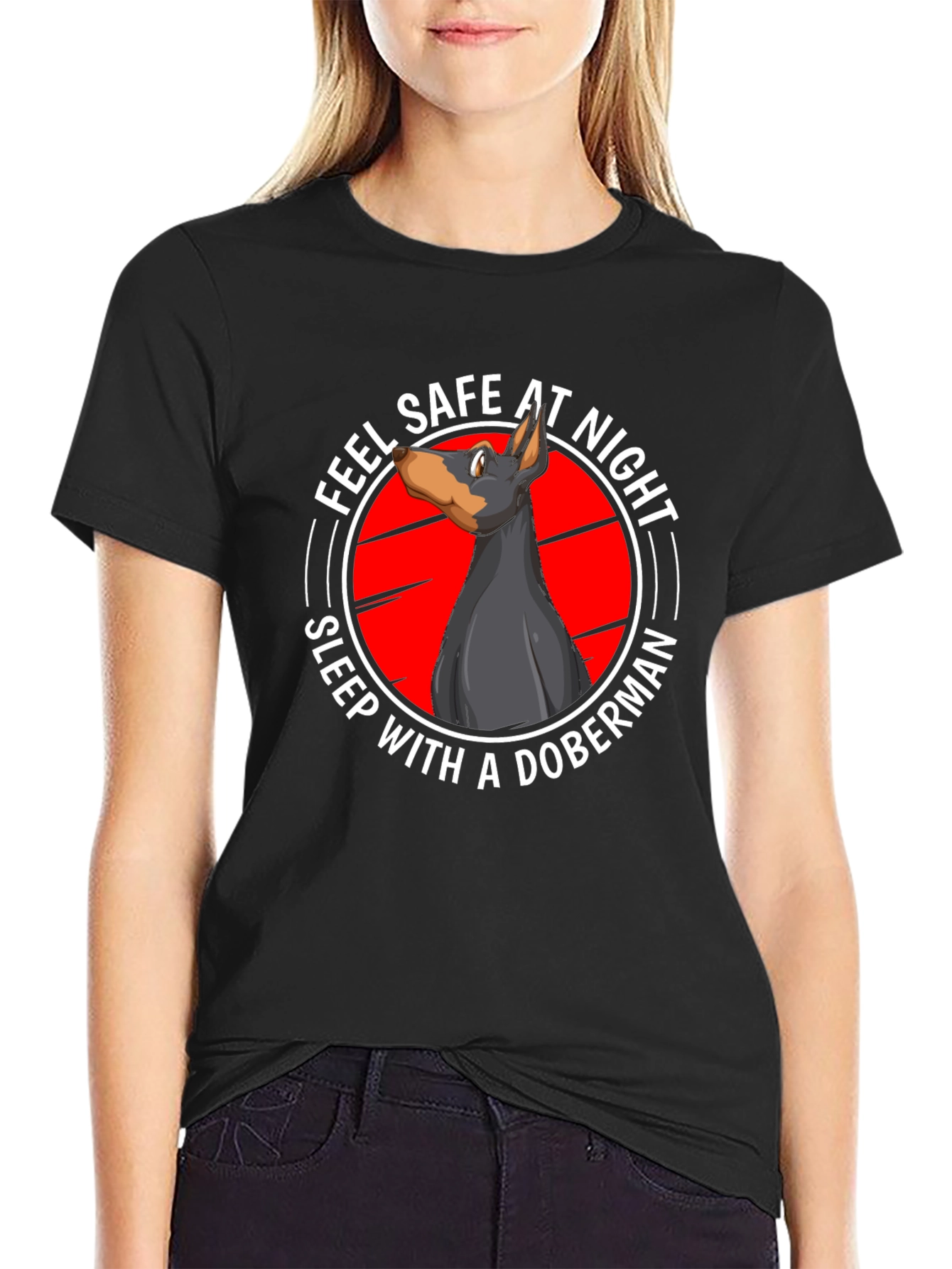 Feel Safe at Night Doberman T-Shirt