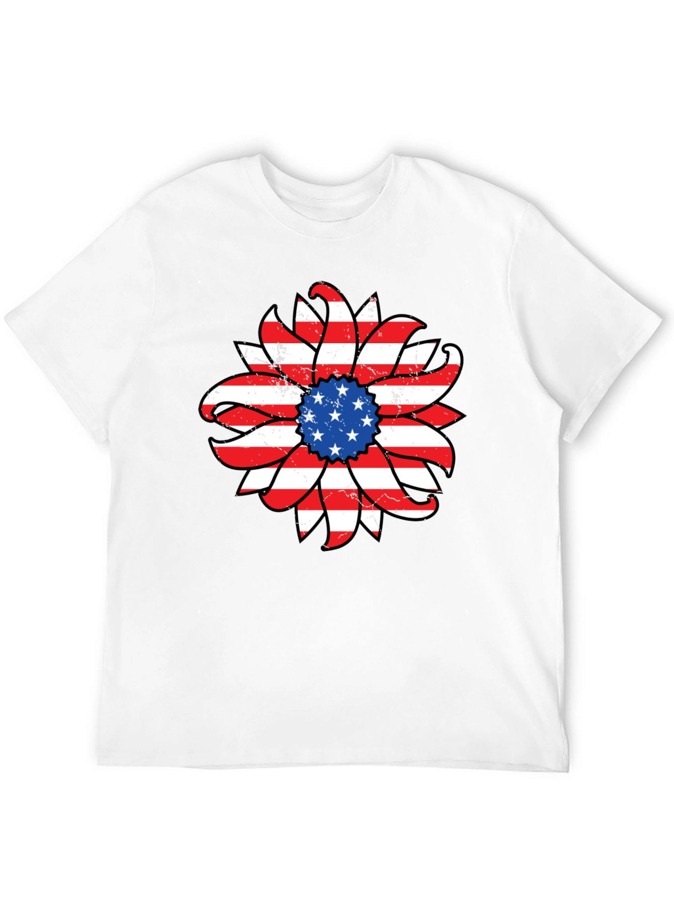 American Flag Sunflower Graphic T-Shirt