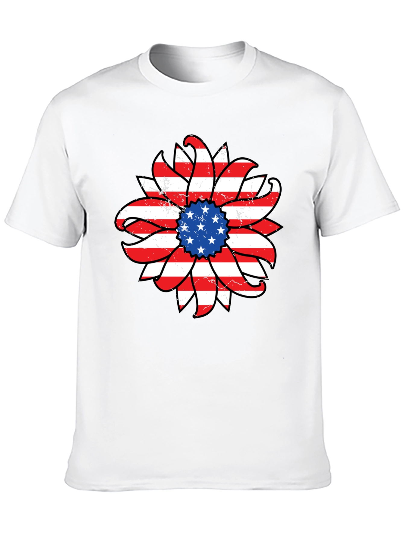 American Flag Sunflower Graphic T-Shirt