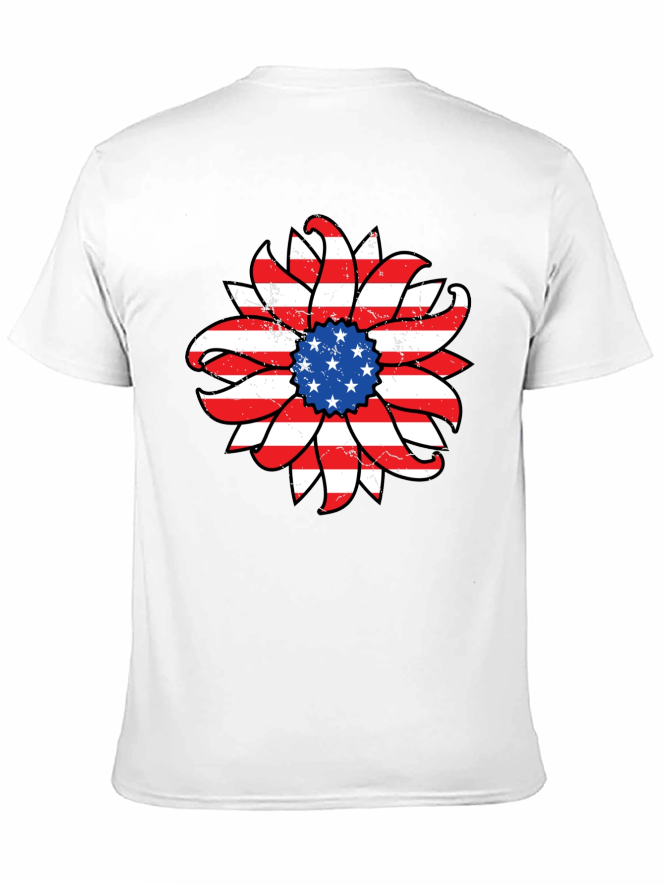 American Flag Sunflower Graphic T-Shirt