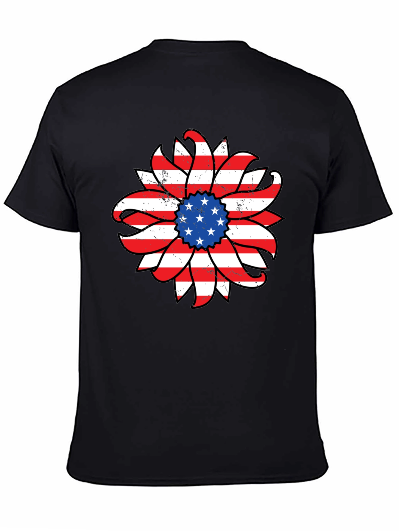 American Flag Sunflower Graphic T-Shirt