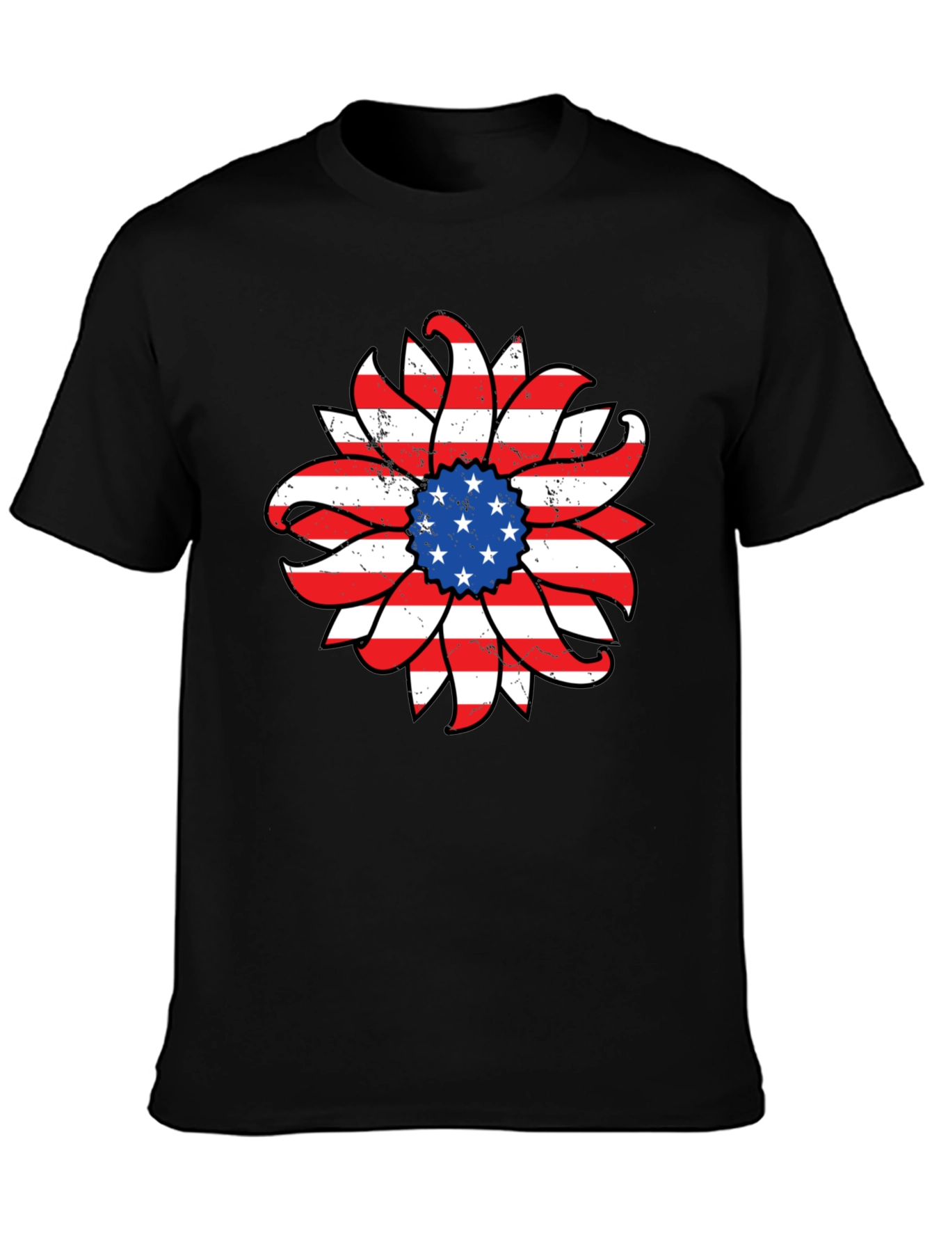 American Flag Sunflower Graphic T-Shirt