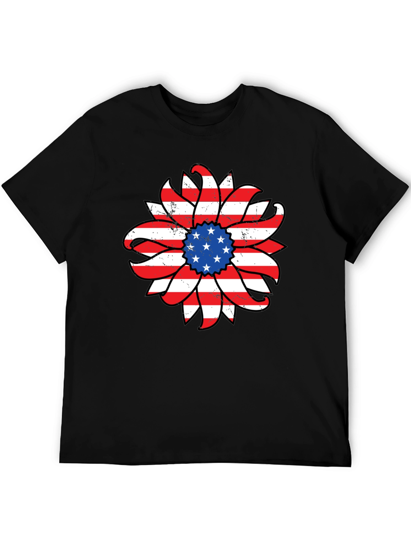 American Flag Sunflower Graphic T-Shirt