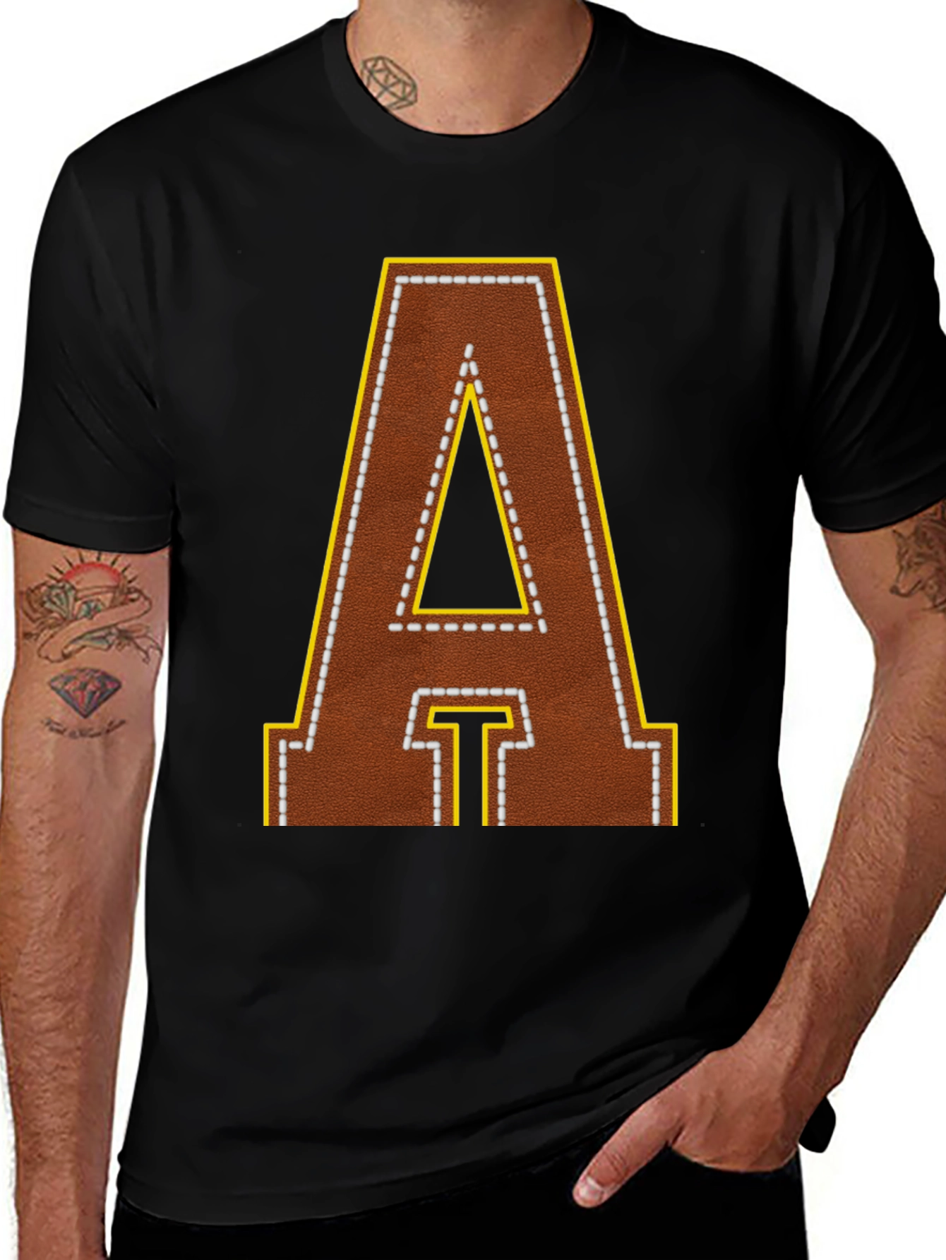 Football Leather Letter A T-Shirt