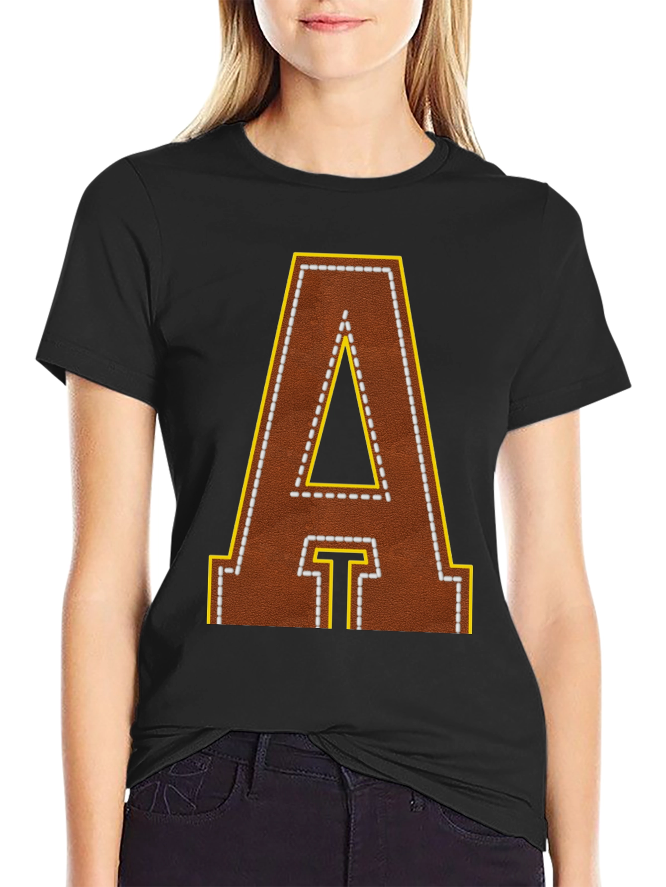 Football Leather Letter A T-Shirt