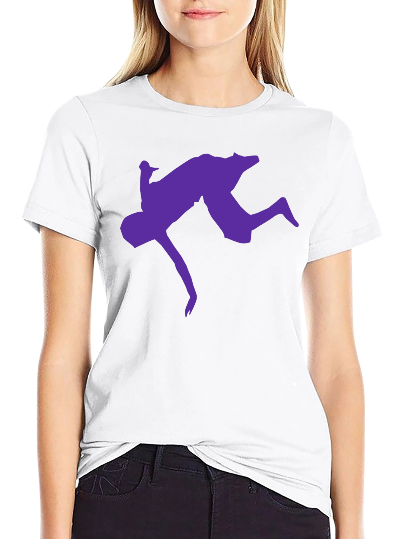 Black T-Shirt with Purple Acrobat Design