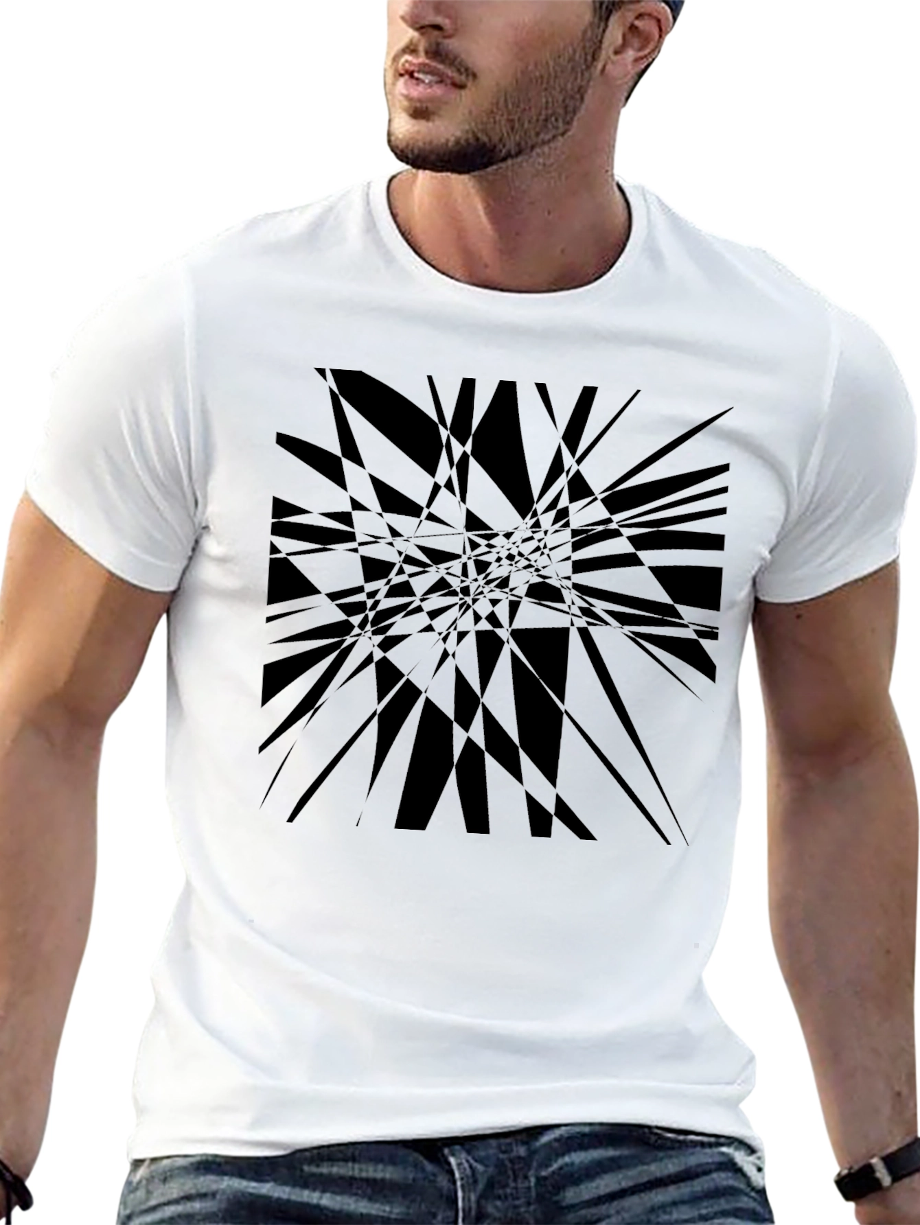 Abstract Geometric Black Graphic T-Shirt