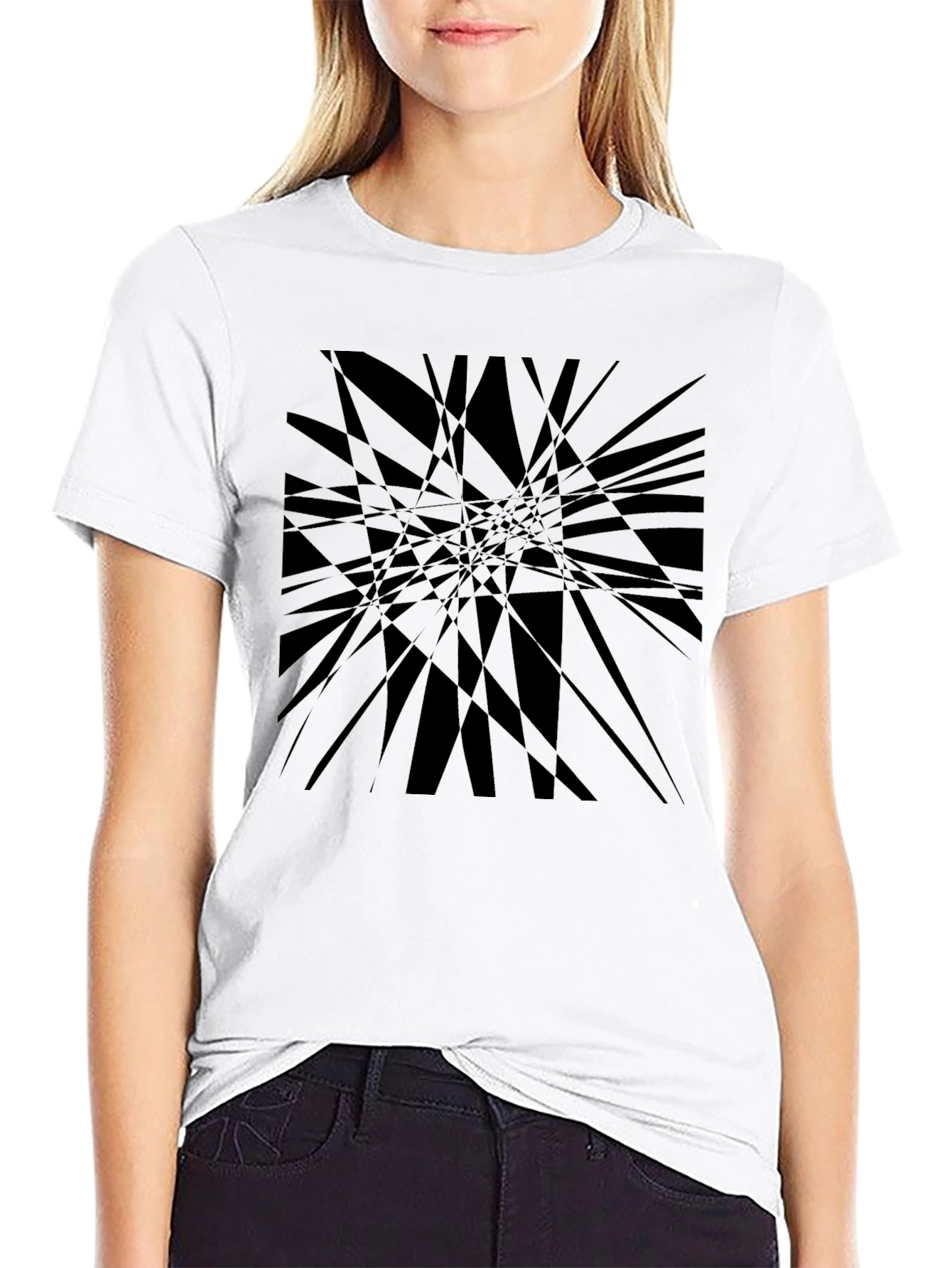Abstract Geometric Black Graphic T-Shirt