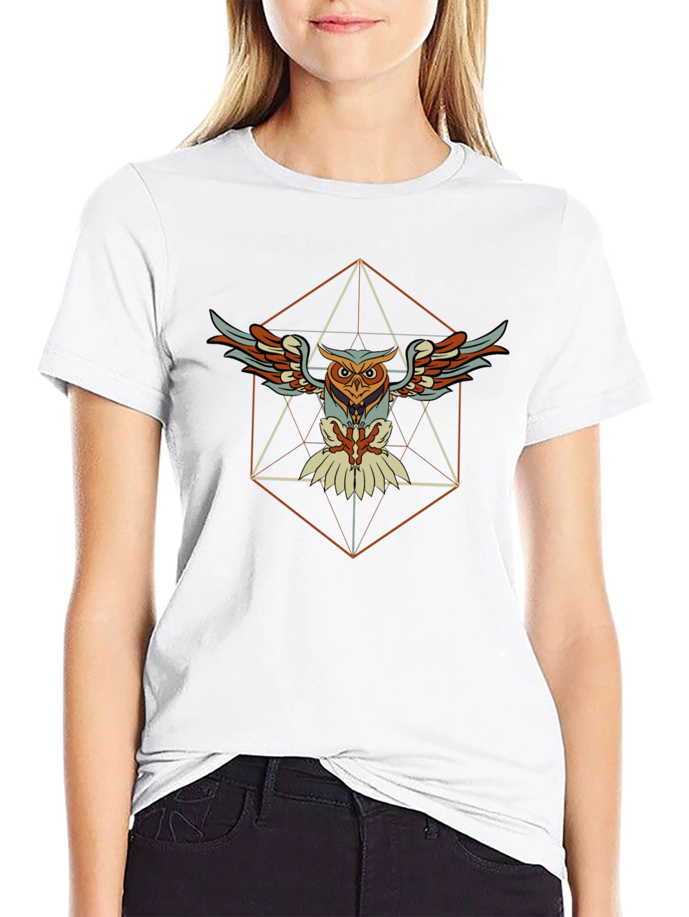 Geometric Owl T-Shirt - Stylish Graphic Tee