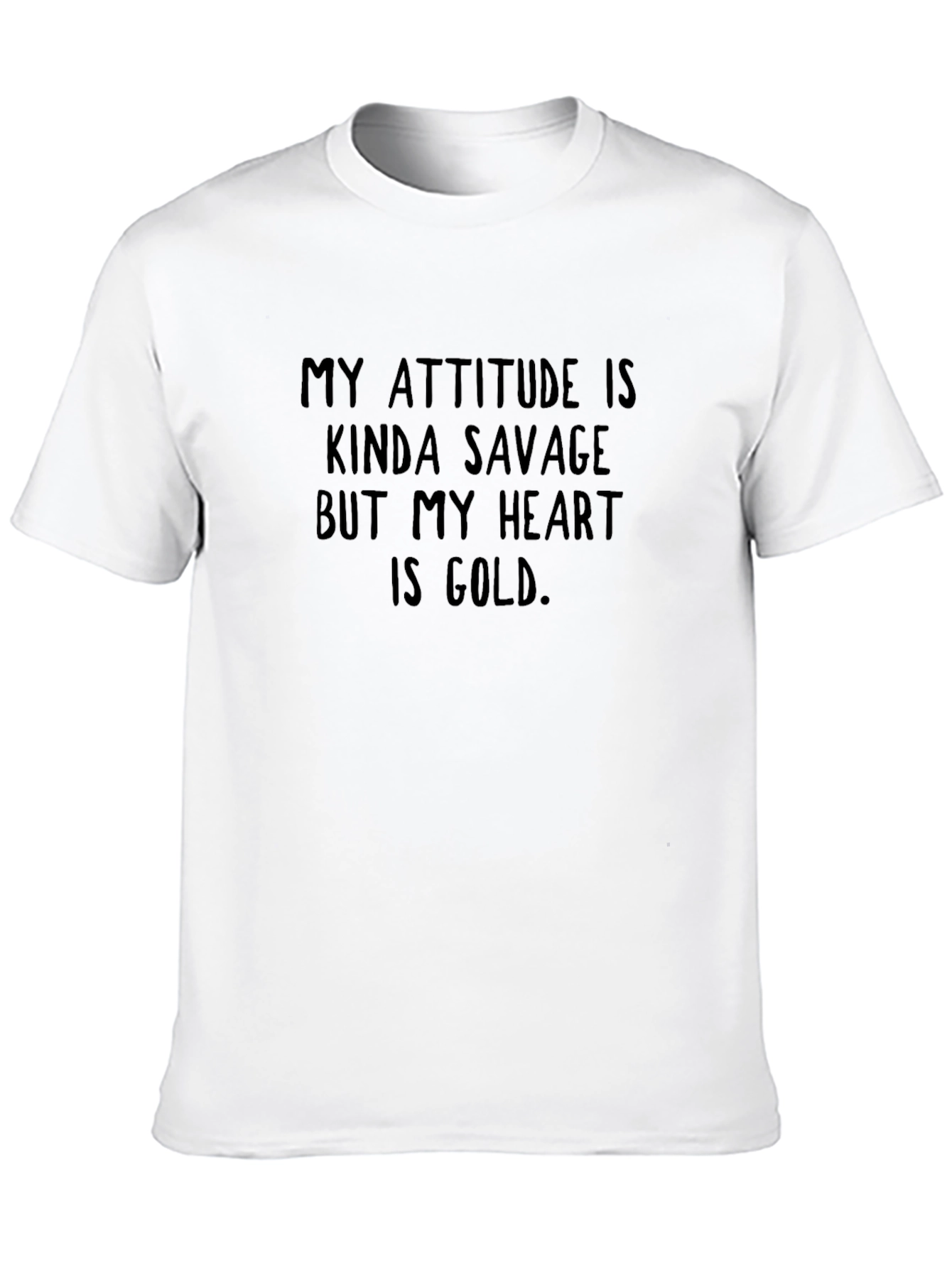 Savage Attitude Golden Heart Black Graphic Tee
