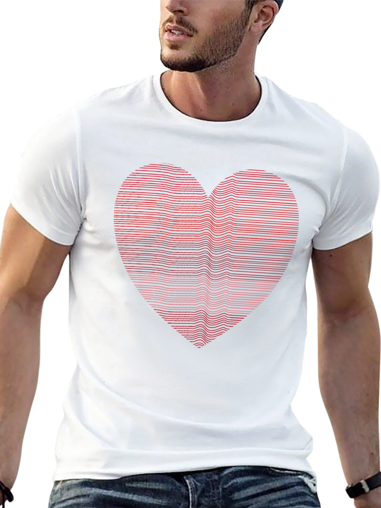 Heart Lines Graphic Tee - Modern Casual Shirt