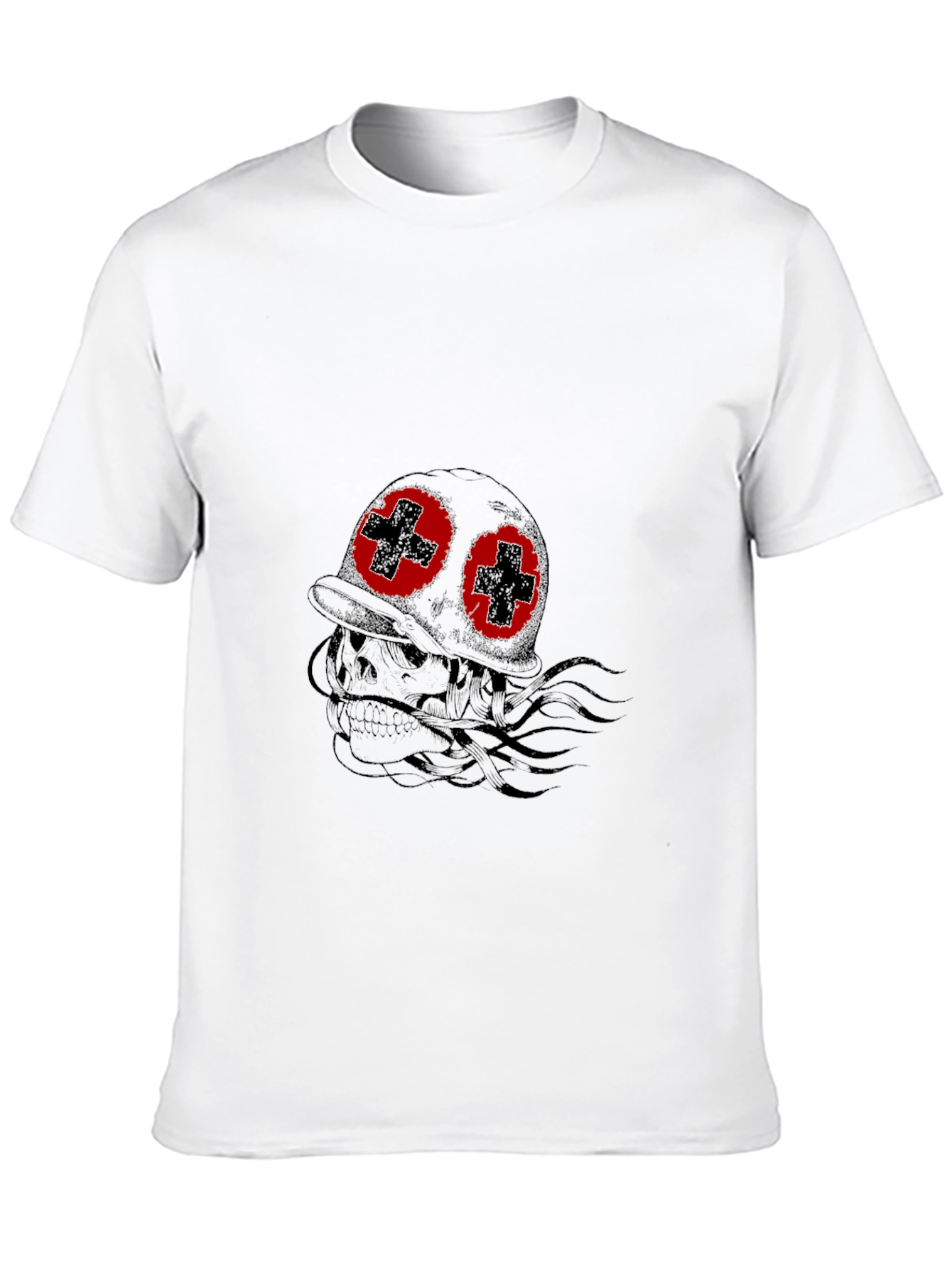 Skull with Helmet T-Shirt - Edgy Graphic Tee