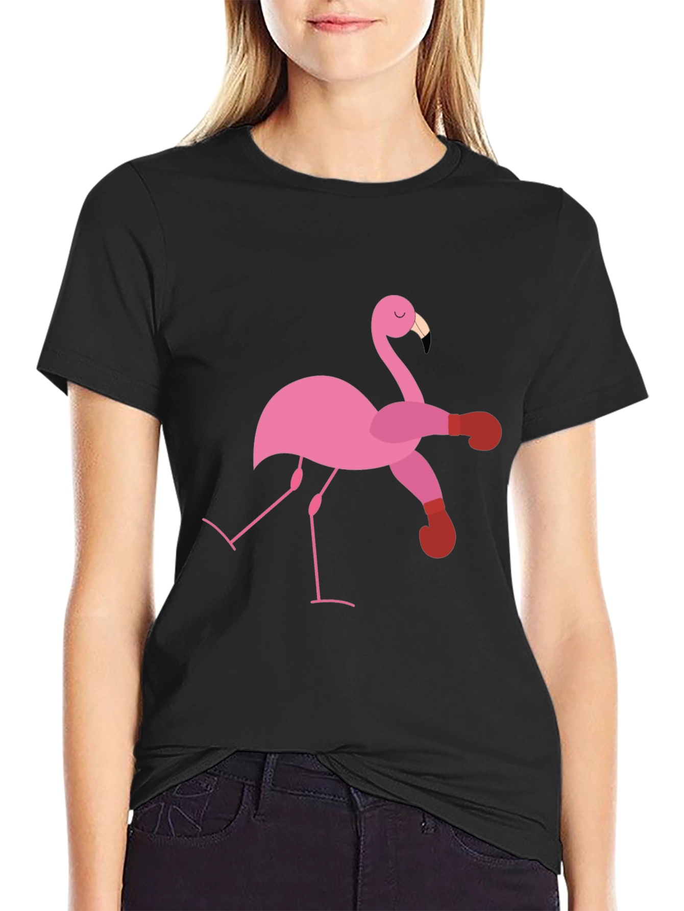Flamingo Boxer Black T-Shirt