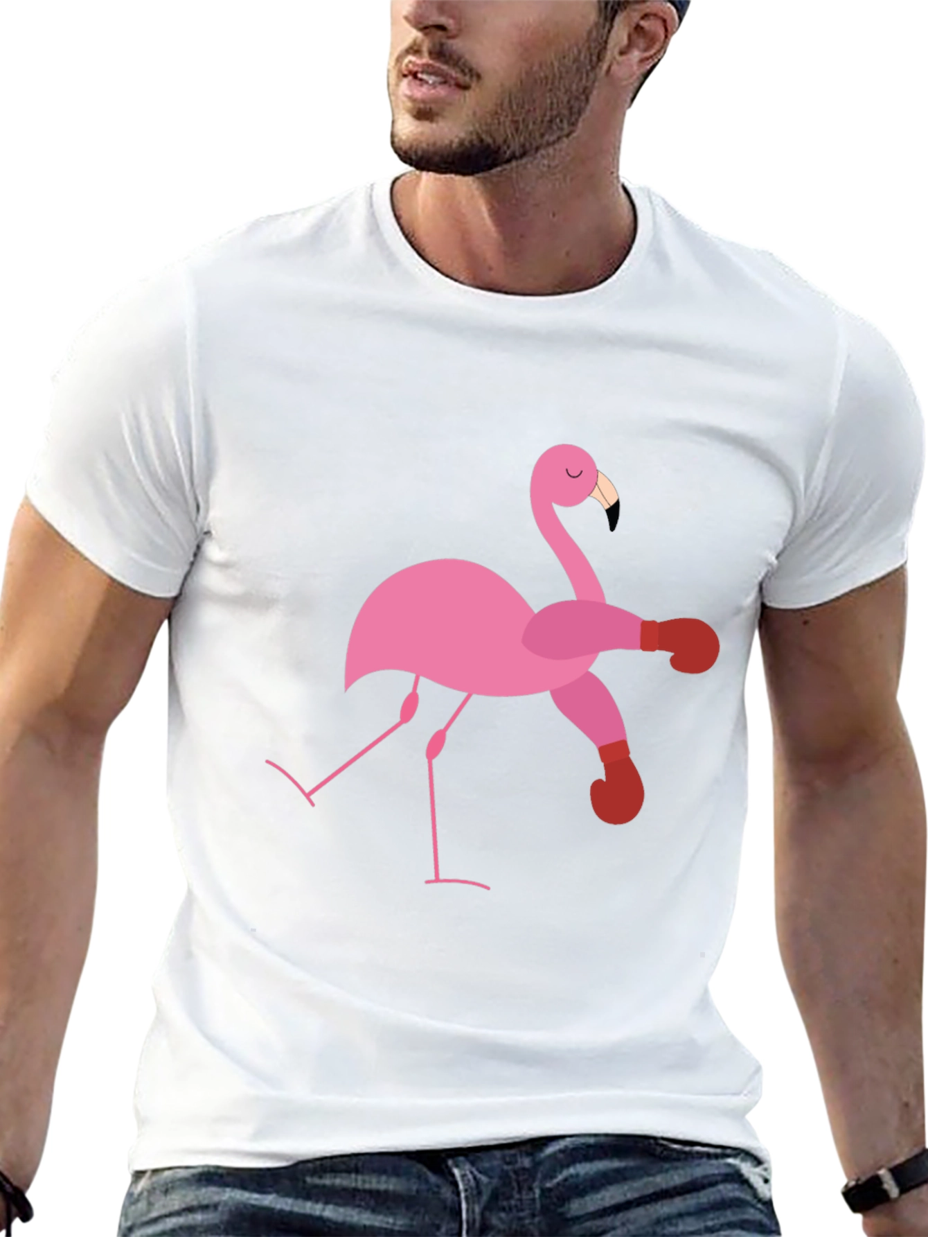 Flamingo Boxer Black T-Shirt