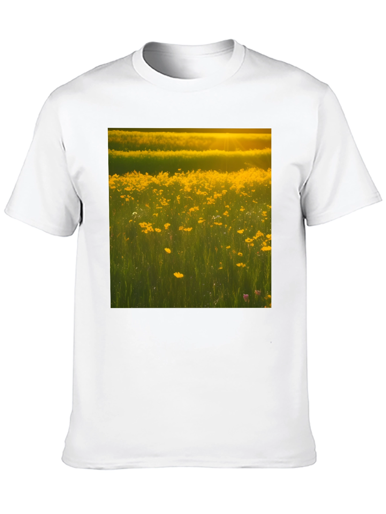Golden Meadow Graphic Tee - Black Cotton T-Shirt