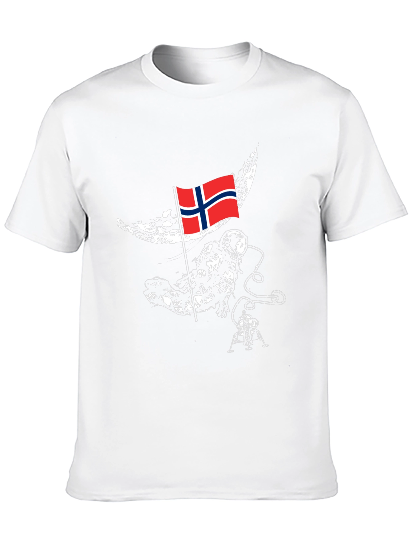 Astronaut on Moon Norway Flag Graphic T-Shirt