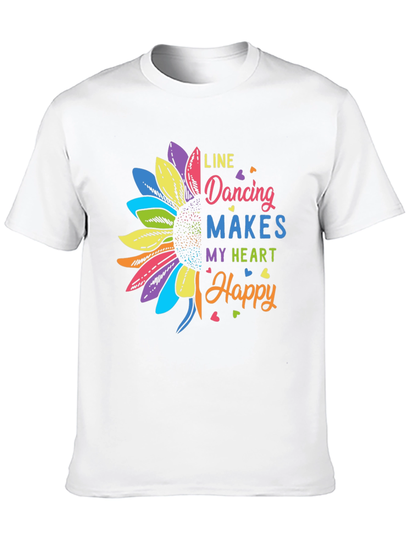 Line Dancing Heart Happy Sunflower Graphic T-Shirt